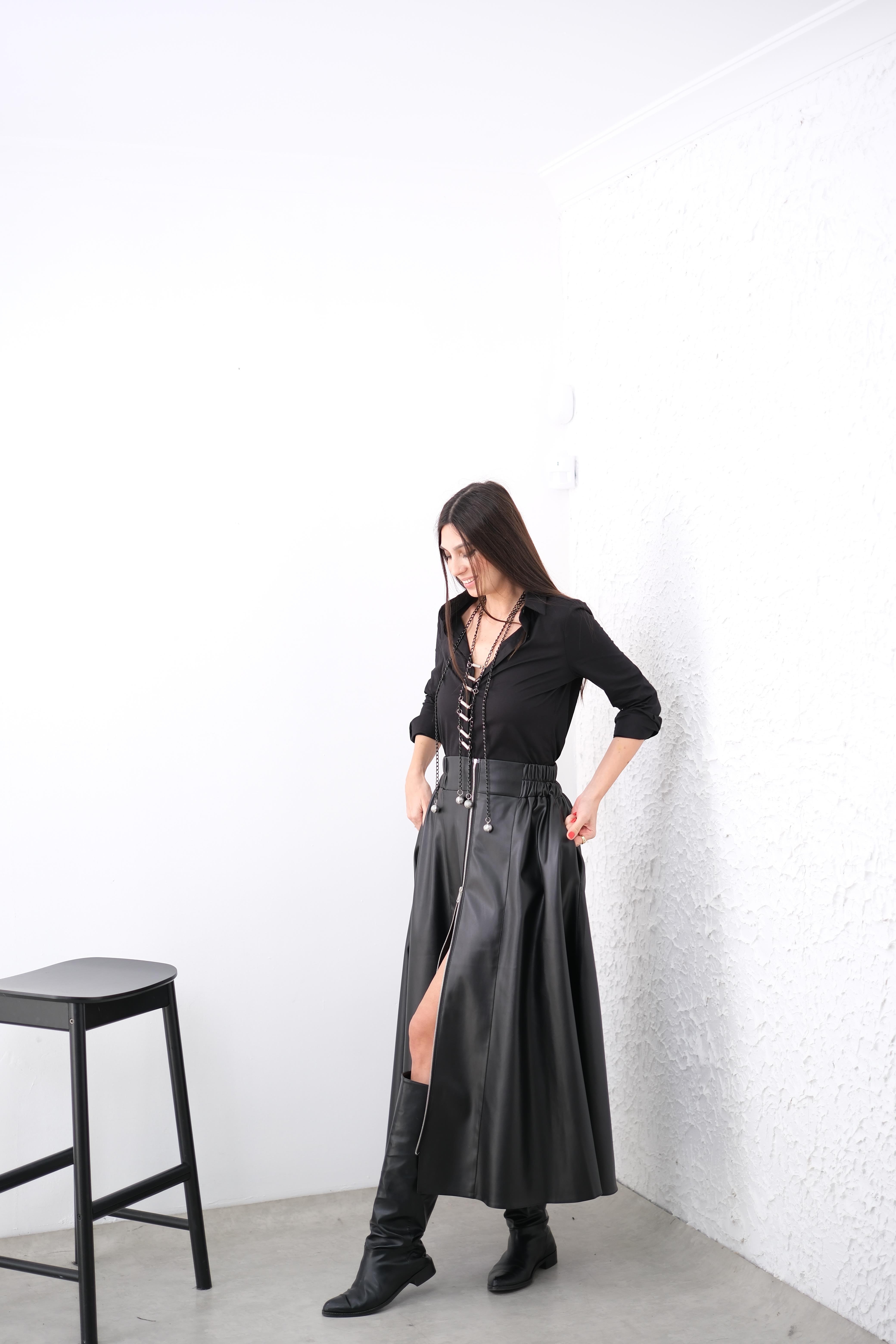 PARLY TASARIM DERİ ETEK