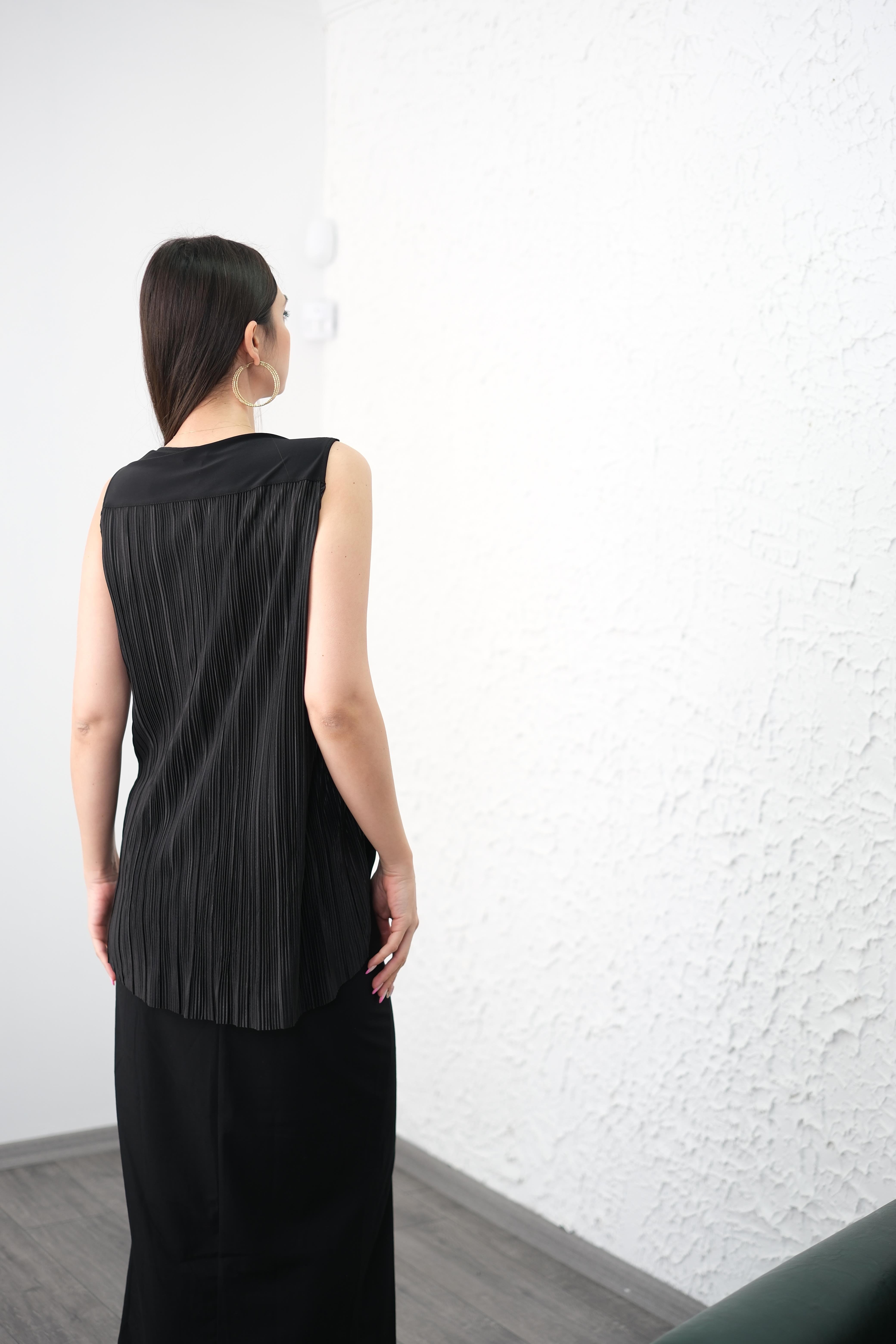 PAROS SİYAH PİLE BLUZ