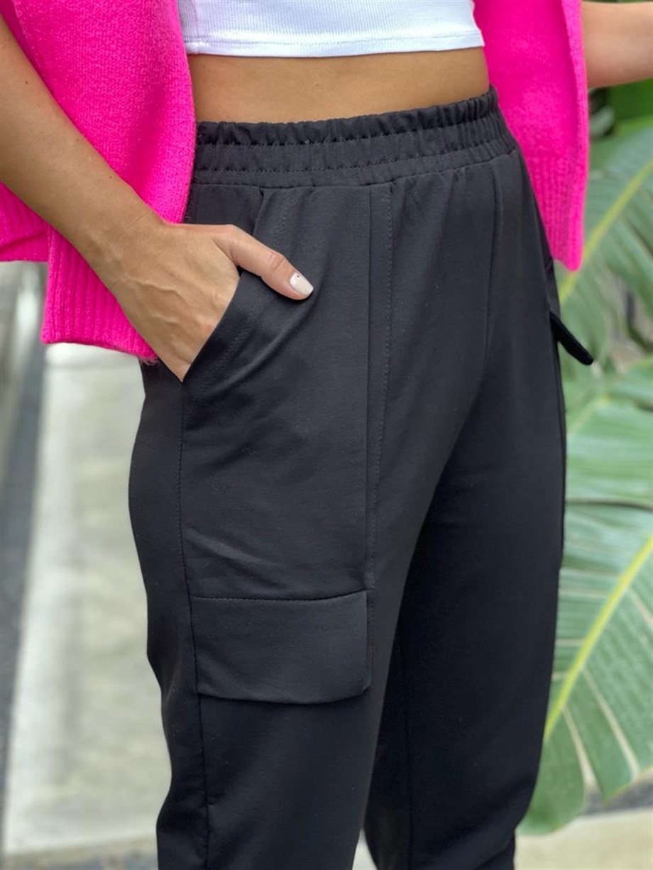 PERDA SİYAH CEP DETAYLI EŞOFMAN