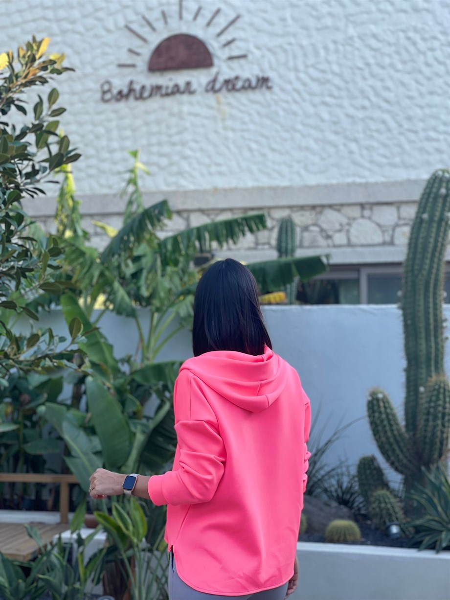 PETA NEON PEMBE MODAL SWEATSHIRT
