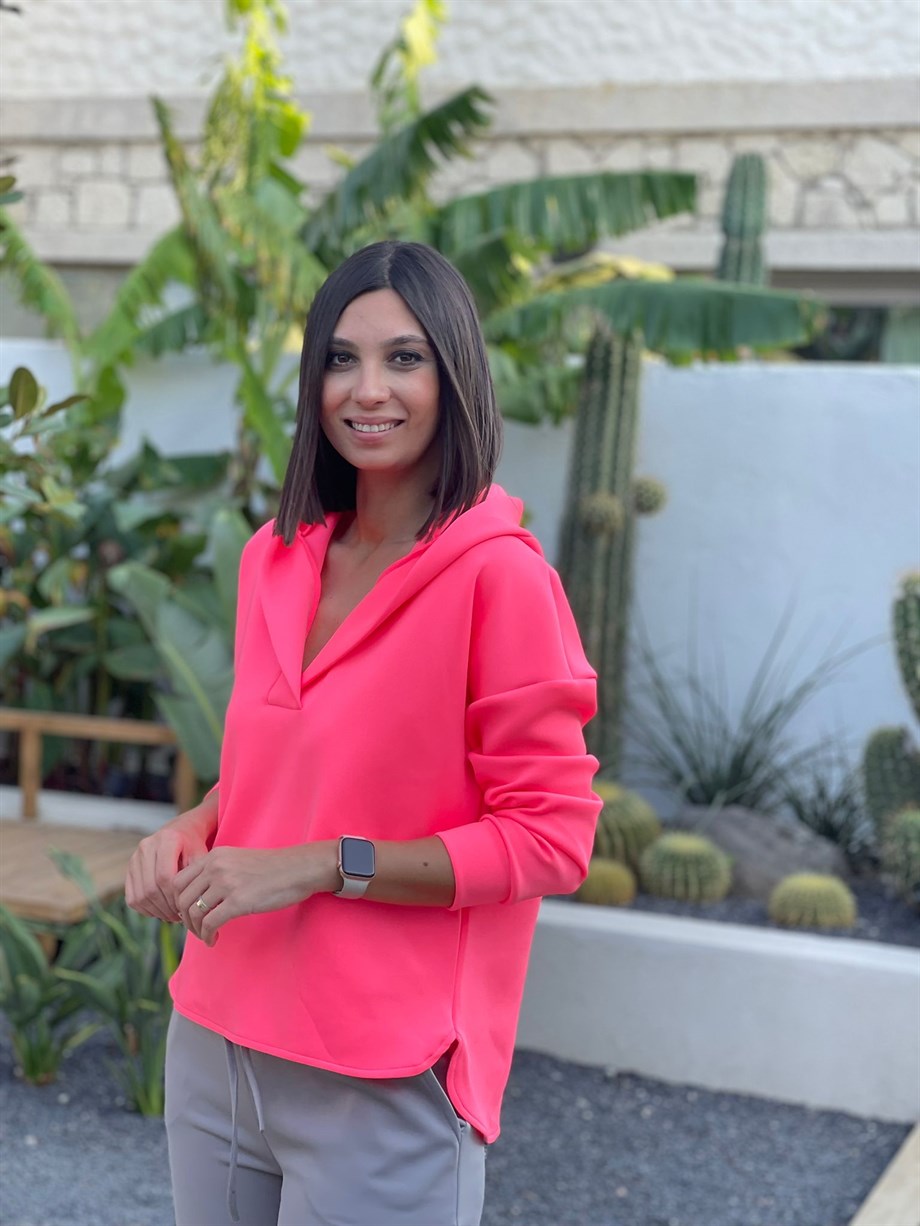 PETA NEON PEMBE MODAL SWEATSHIRT