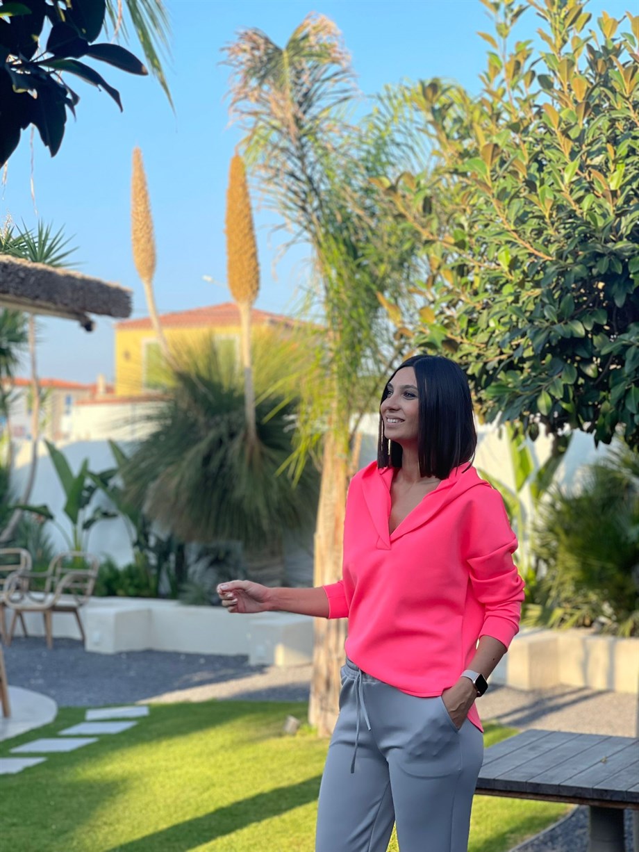 PETA NEON PEMBE MODAL SWEATSHIRT