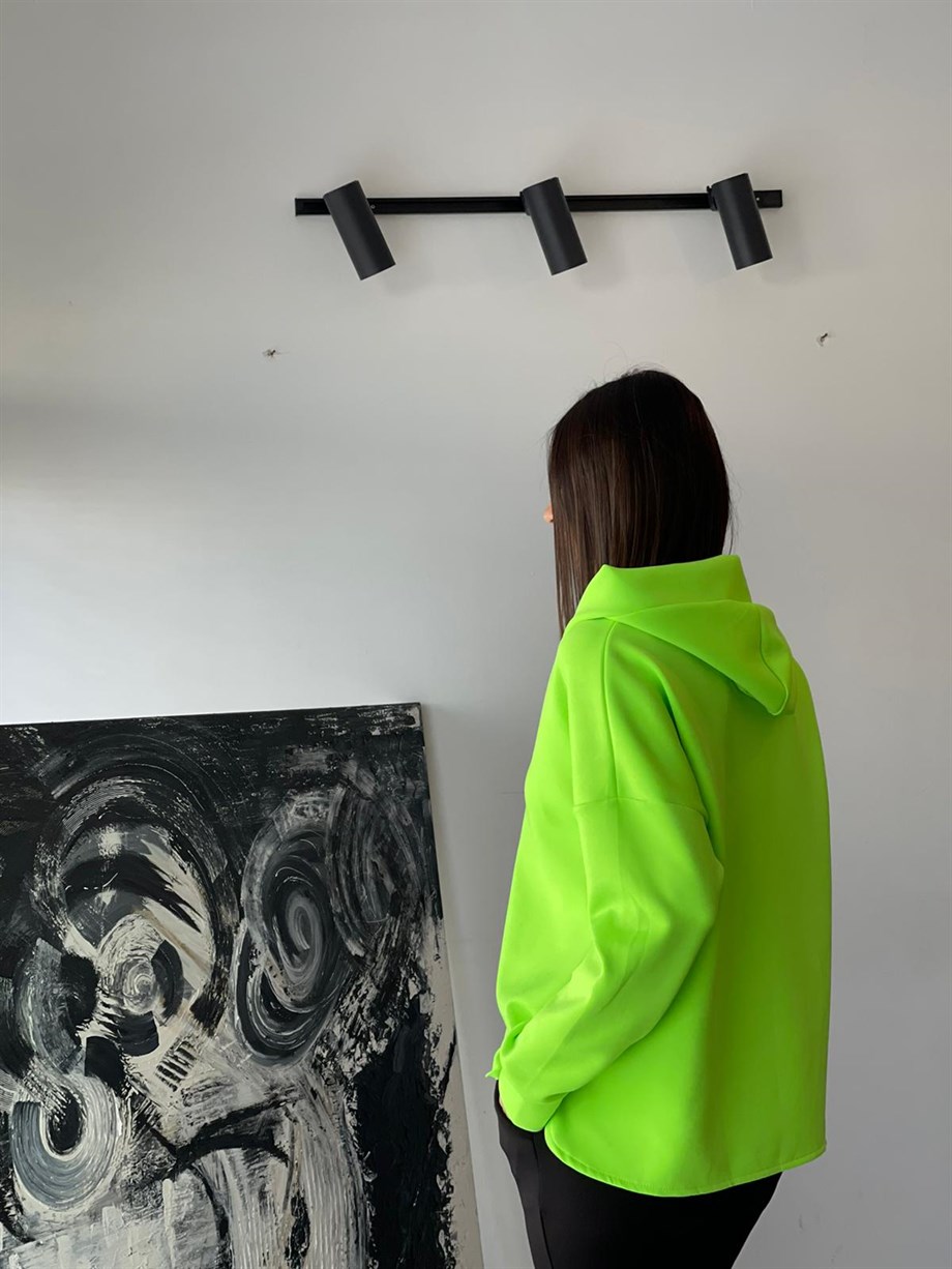 PETA NEON YEŞİL MODAL SWEATHIRT