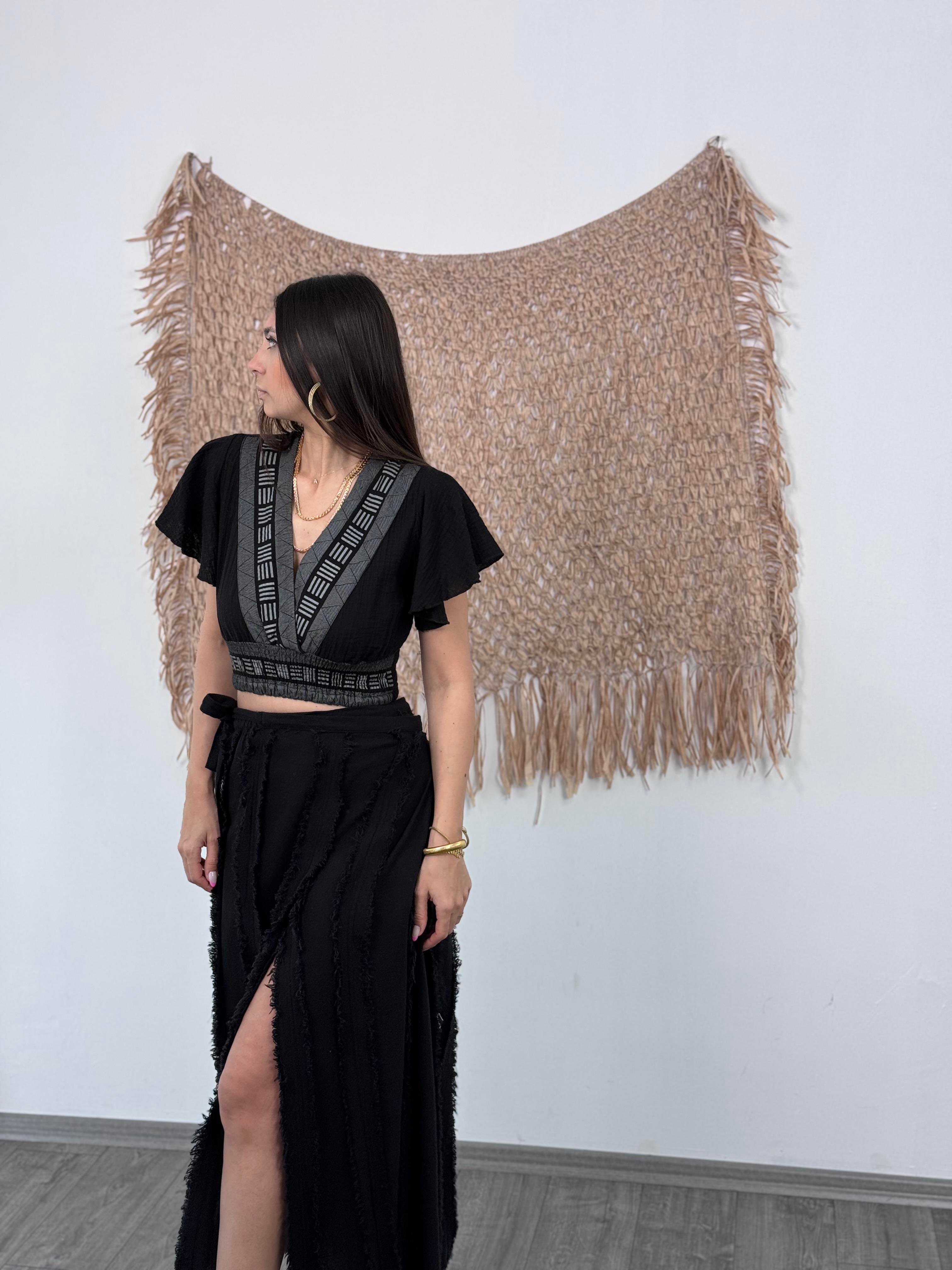 PİLOS PÜSKÜL DETAYLI SİYAH ETEK