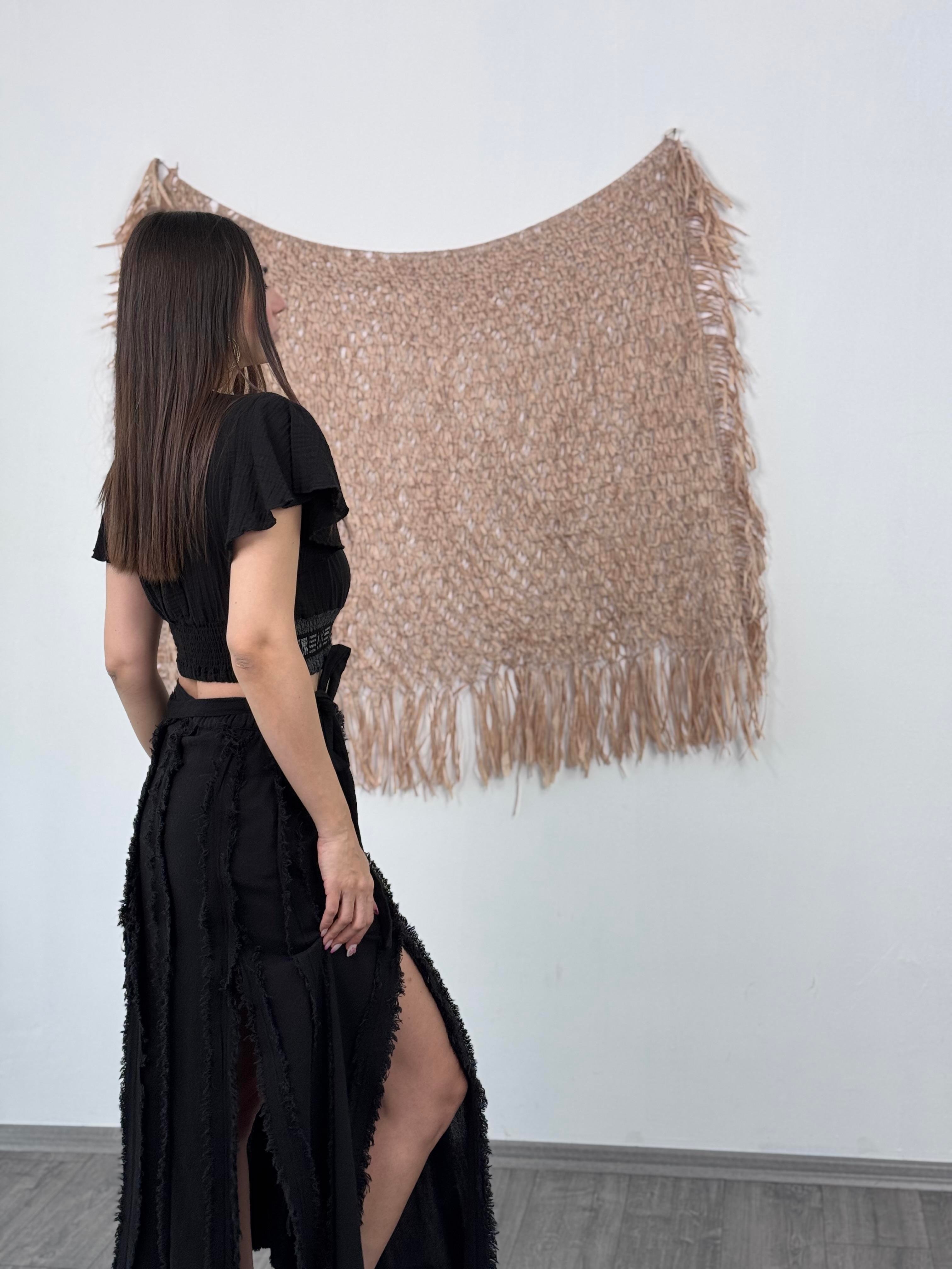 PİLOS PÜSKÜL DETAYLI SİYAH ETEK