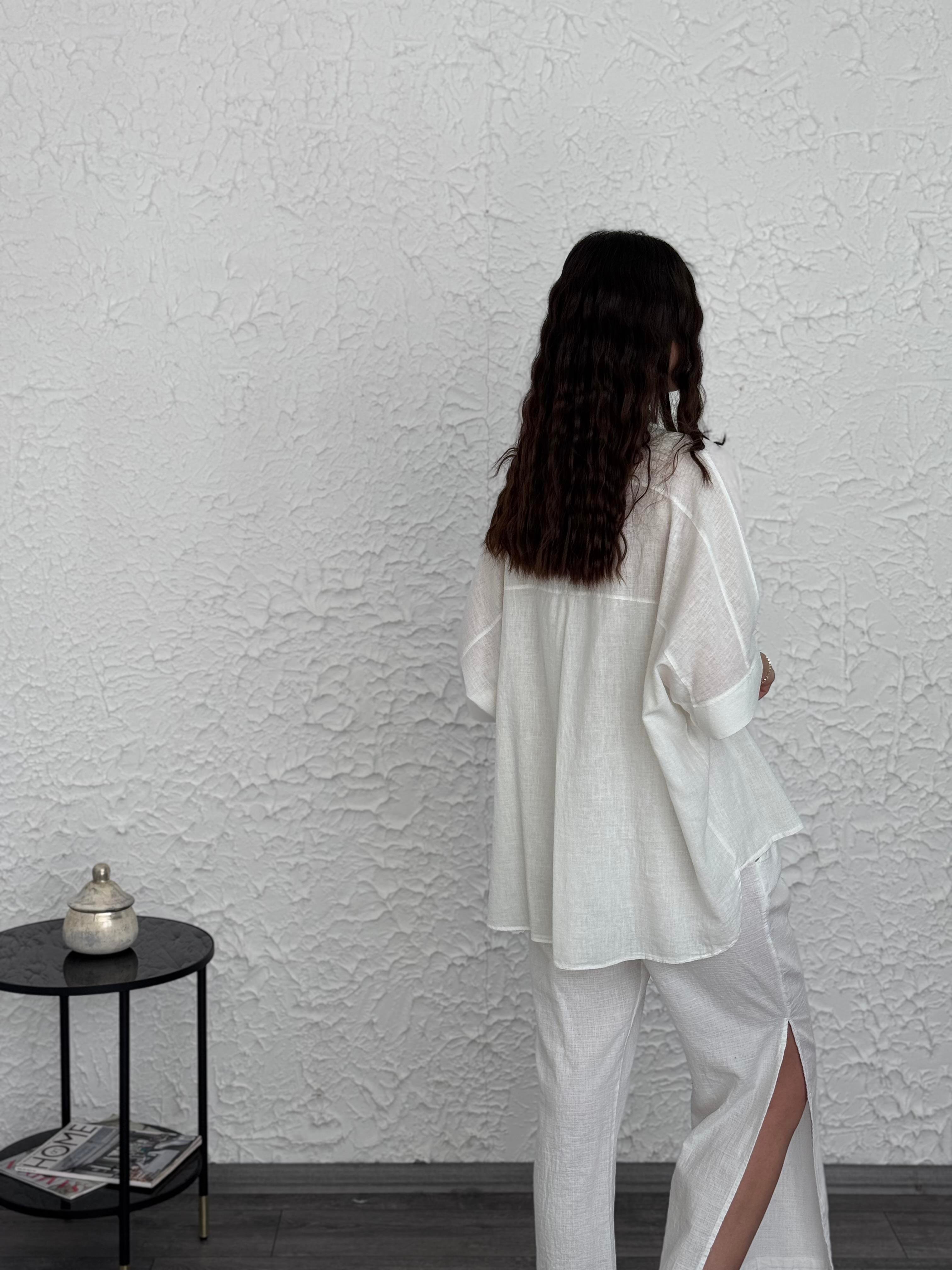 PİNE KETEN BEYAZ GÖMLEK