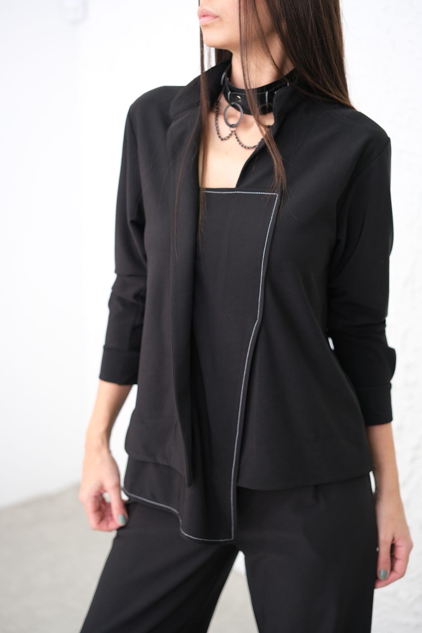 PİSSA SİYAH TASARIM BLUZ