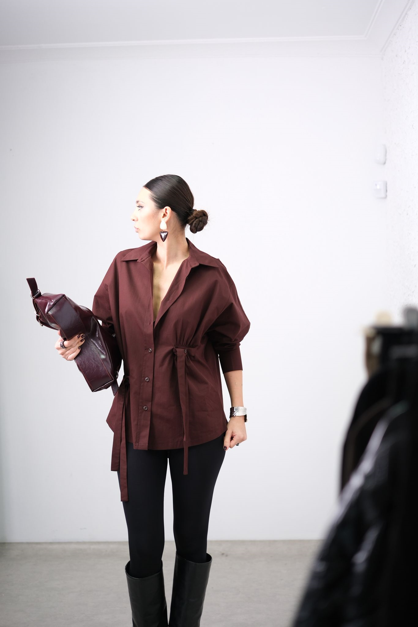 POMMY BORDO TASARIM GÖMLEK