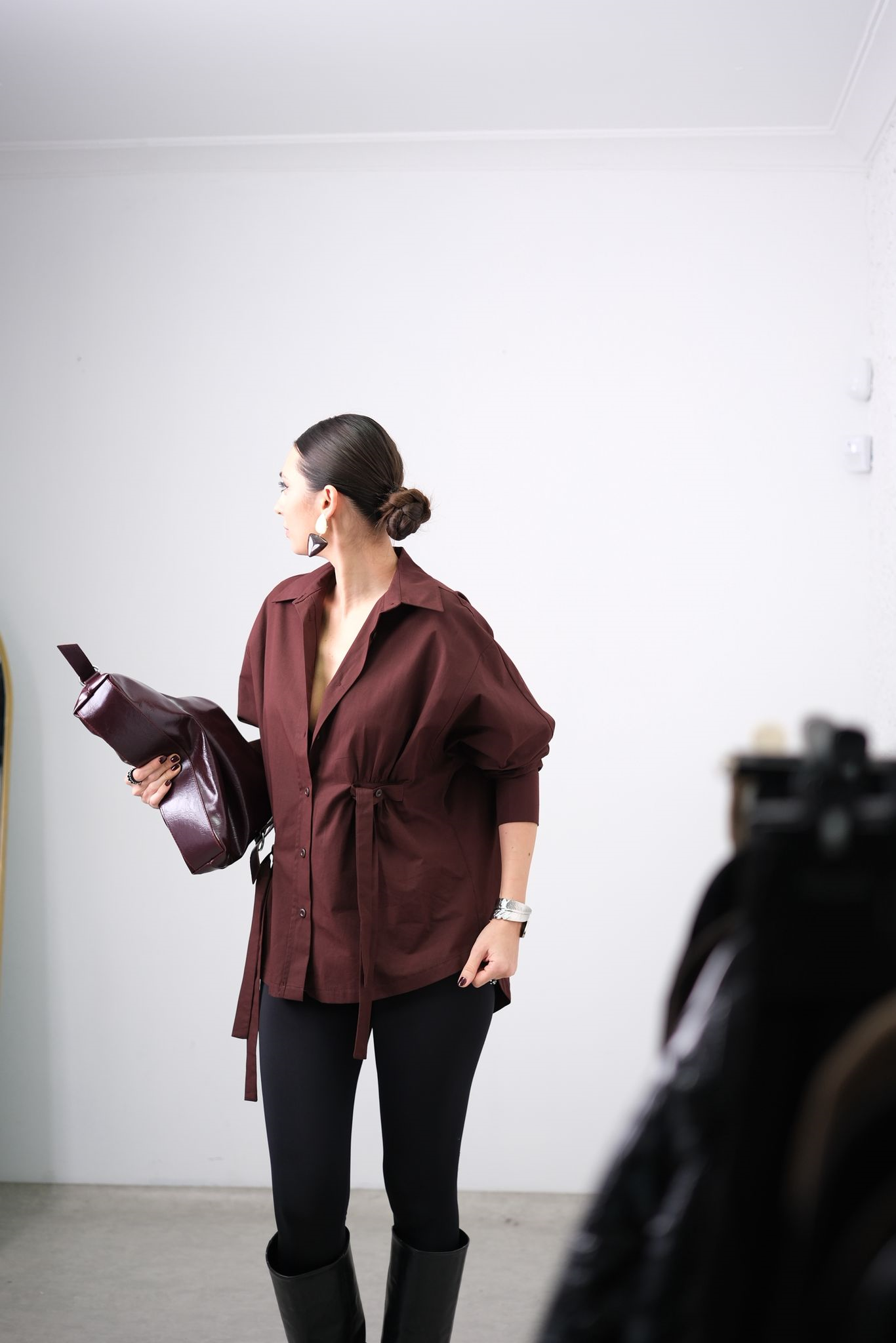 POMMY BORDO TASARIM GÖMLEK