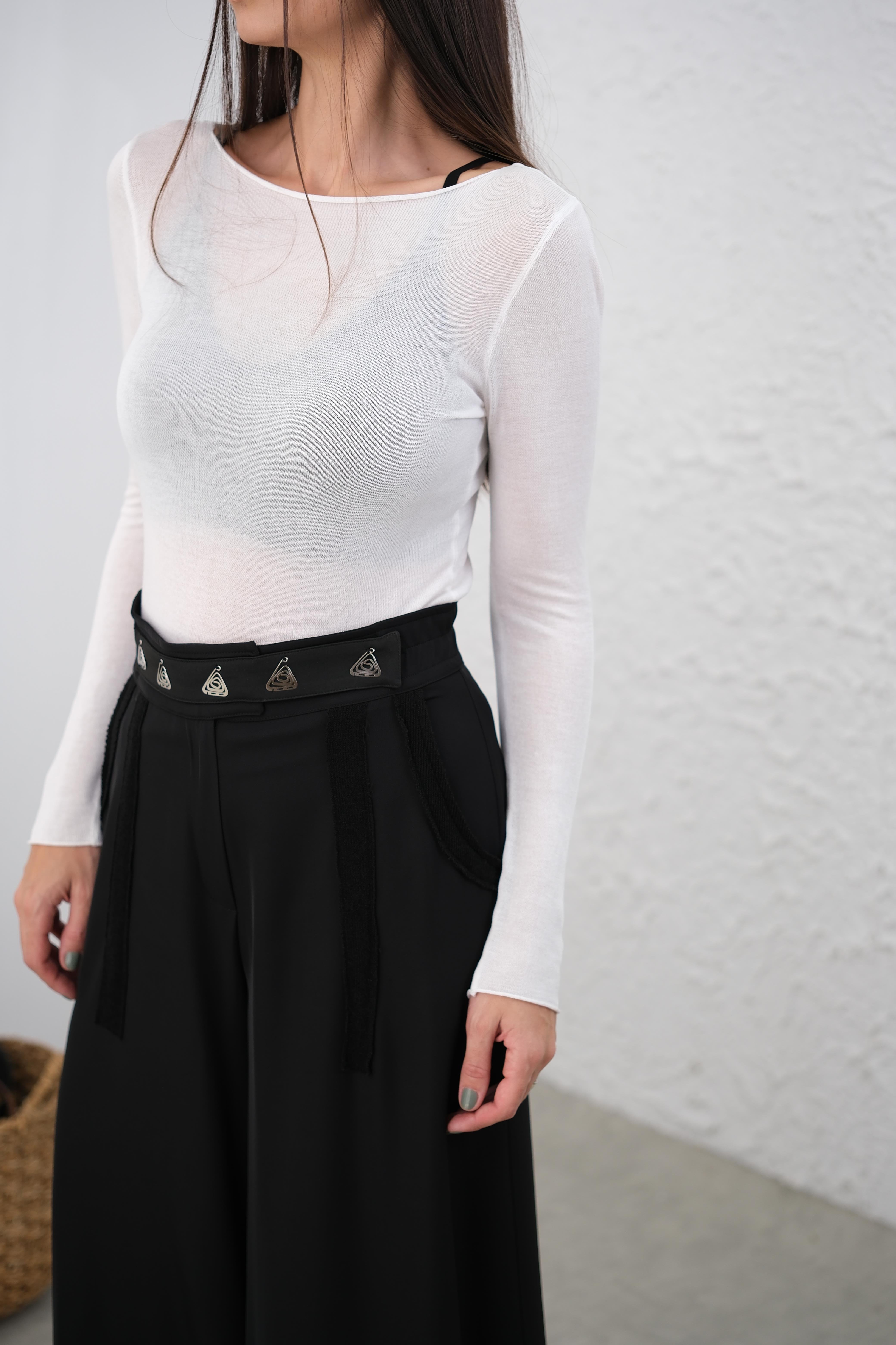 PONİ İNCE MERSERİZE BEYAZ BLUZ