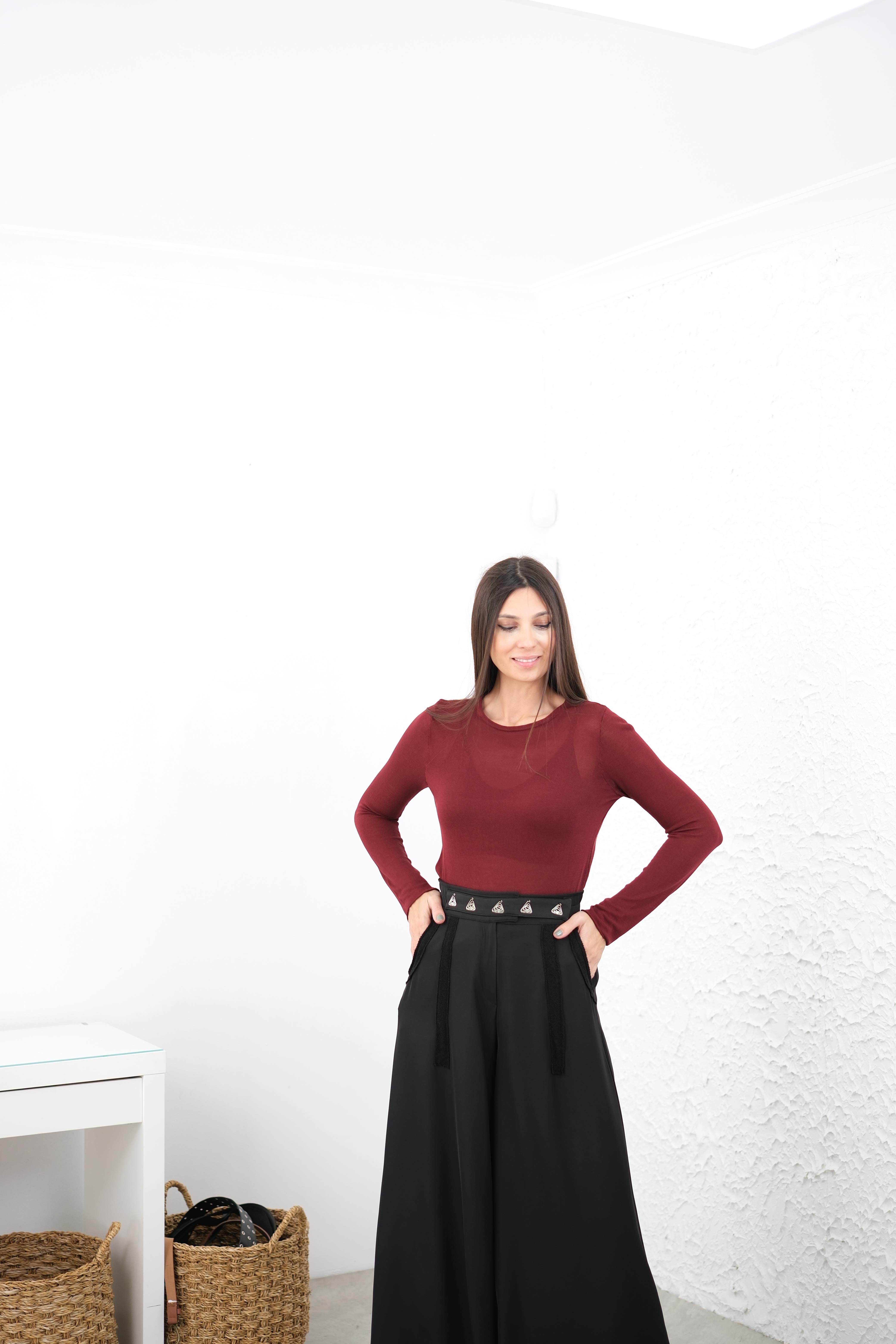 PONİ İNCE MERSERİZE BORDO BLUZ