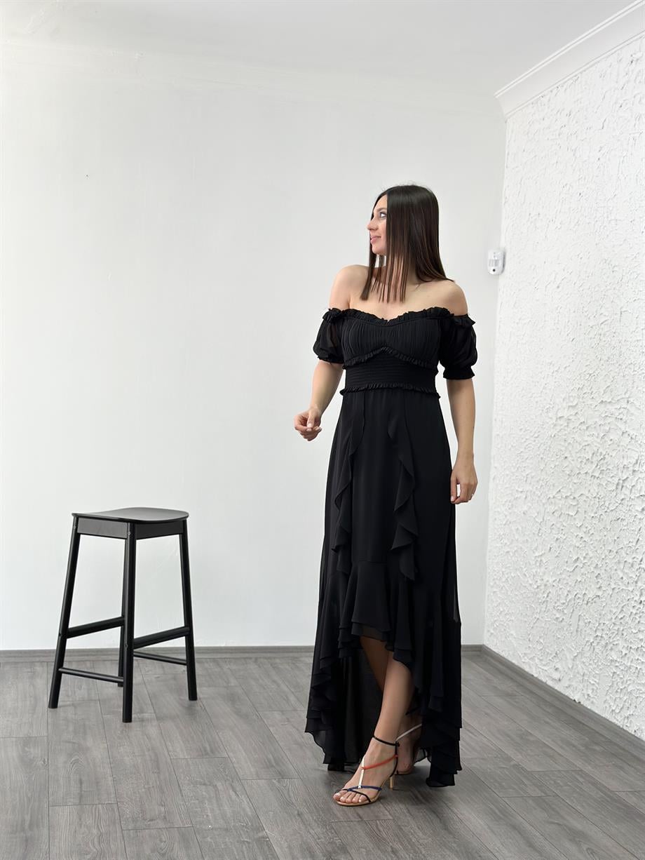 REGNUM SİYAH TASARIM ELBİSE