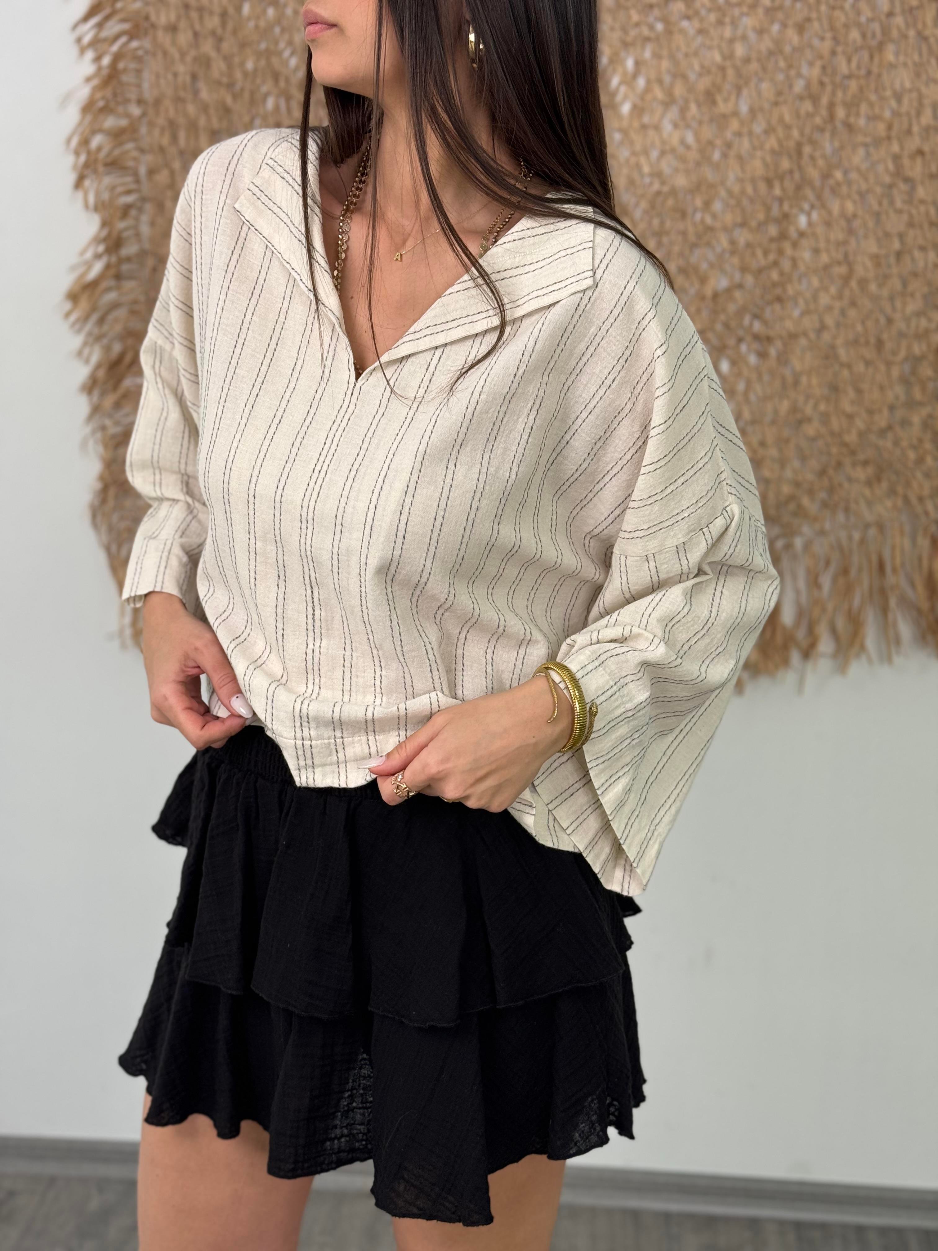 ROMANCHE ÇİZGİLİ BOHEM BLUZ