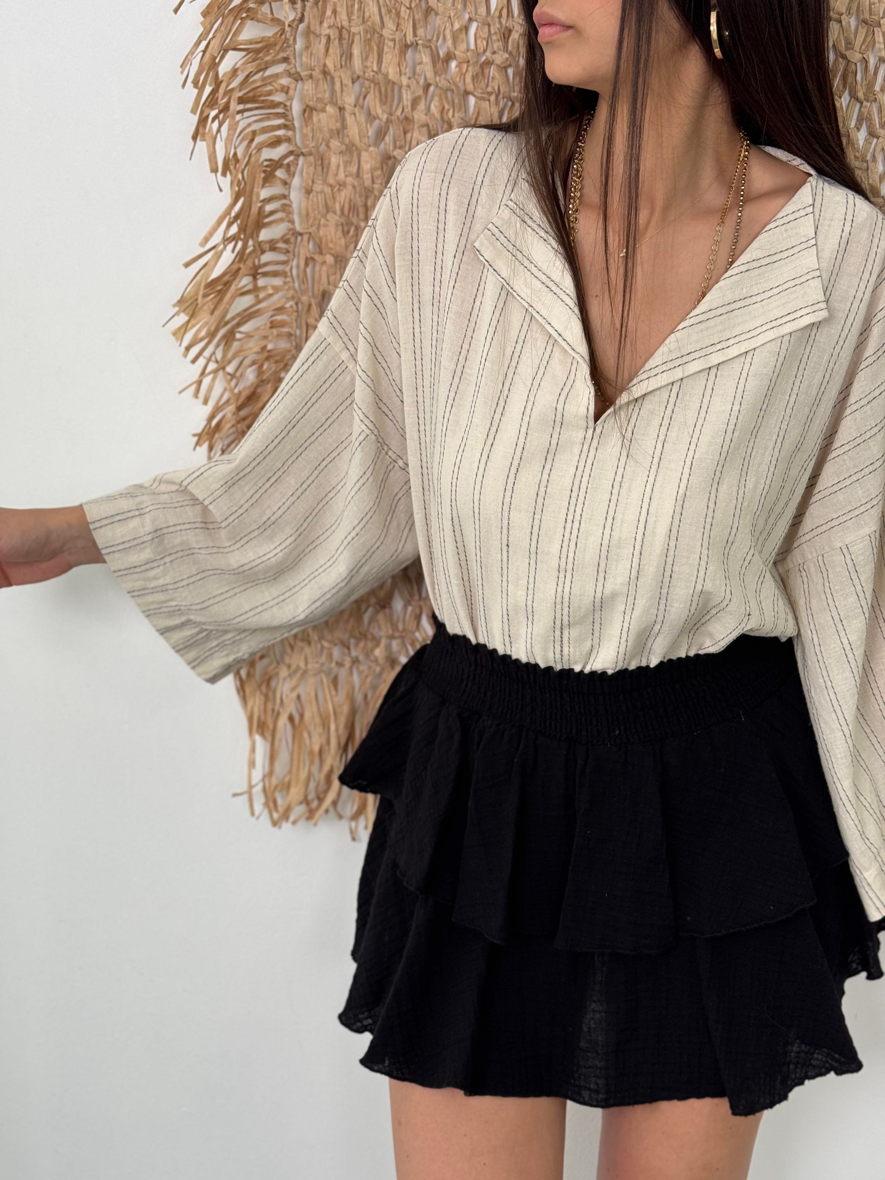 ROMANCHE ÇİZGİLİ BOHEM BLUZ