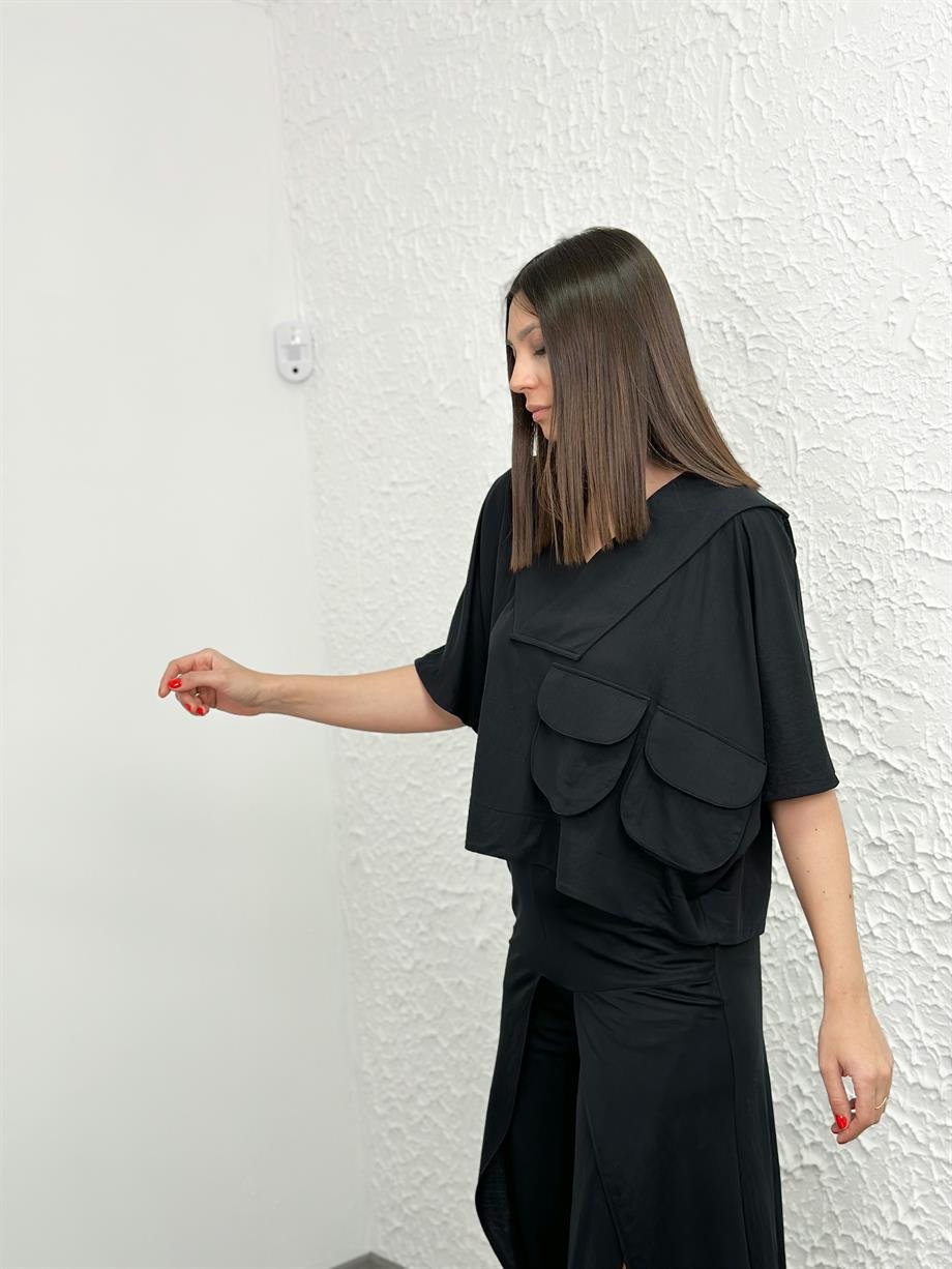 SAN POLO V YAKA SİYAH BLUZ