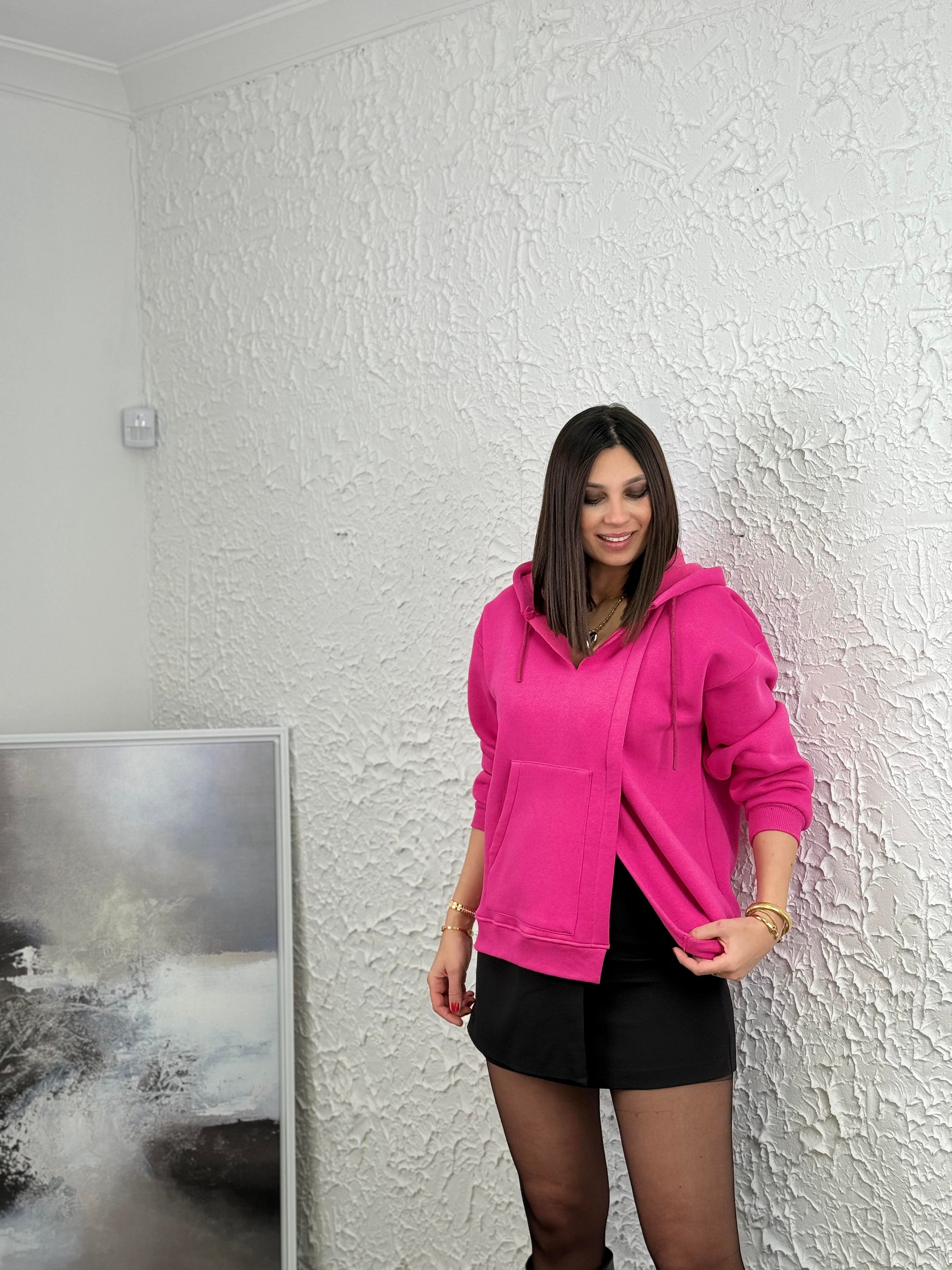 SİNA ASİMETRİK PEMBE SWEAT