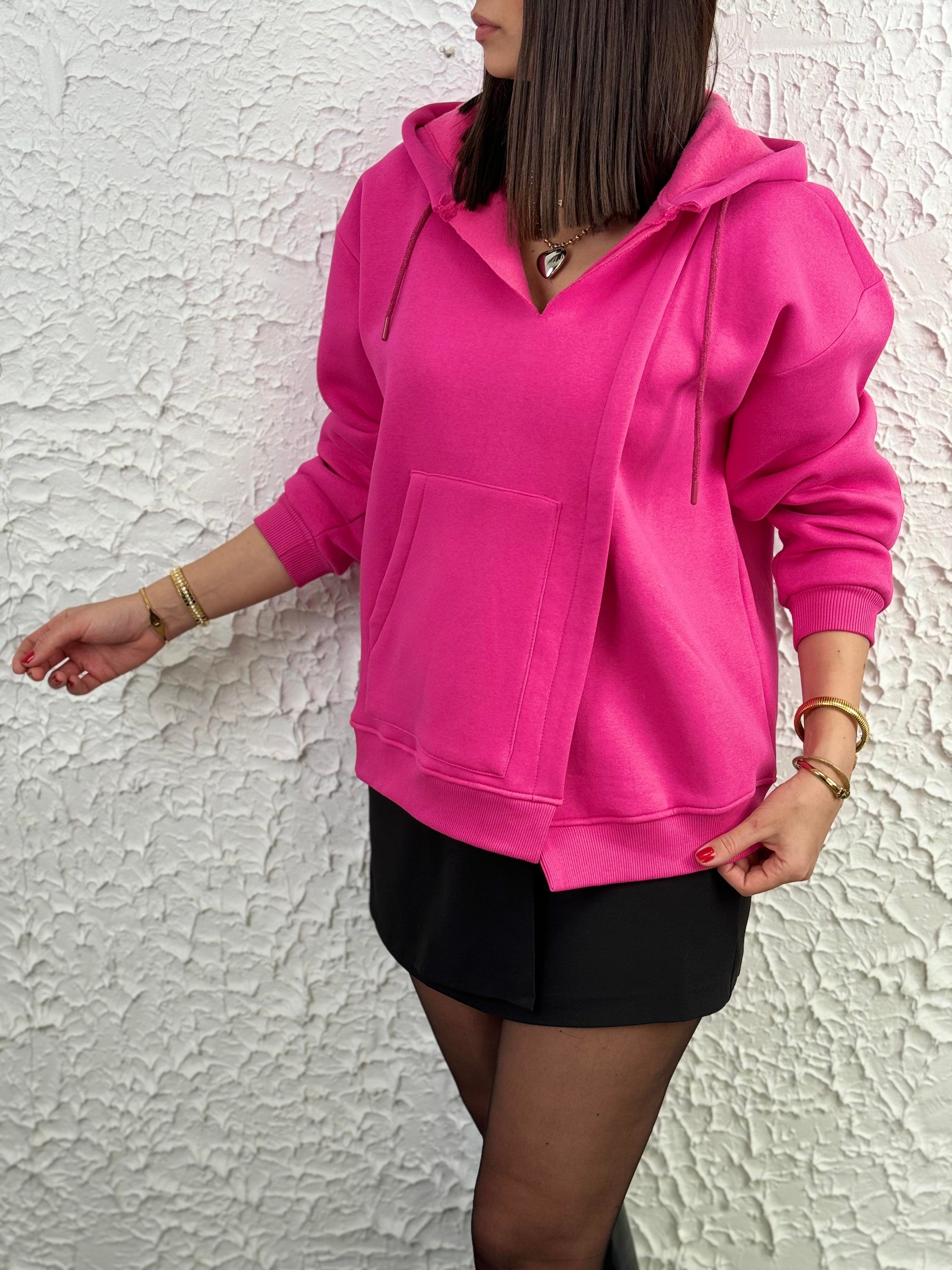 SİNA ASİMETRİK PEMBE SWEAT