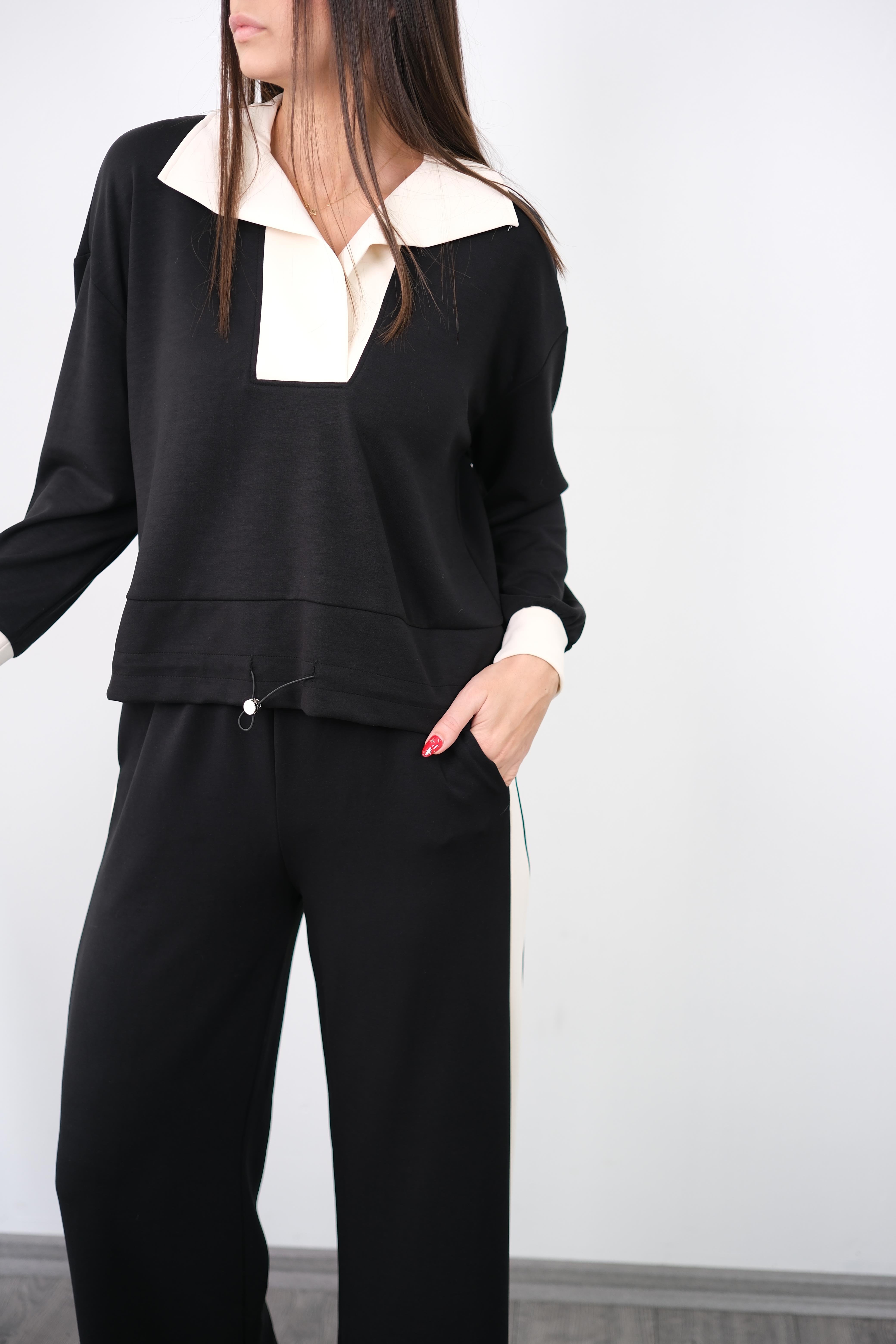 SOHO SİYAH YAKALI MODAL TAKIM