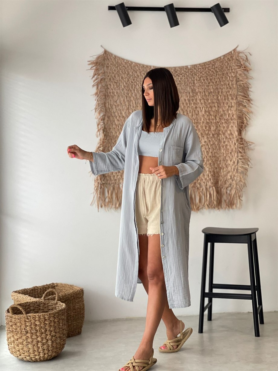 SUYETO GRİ  KAFTAN ELBİSE