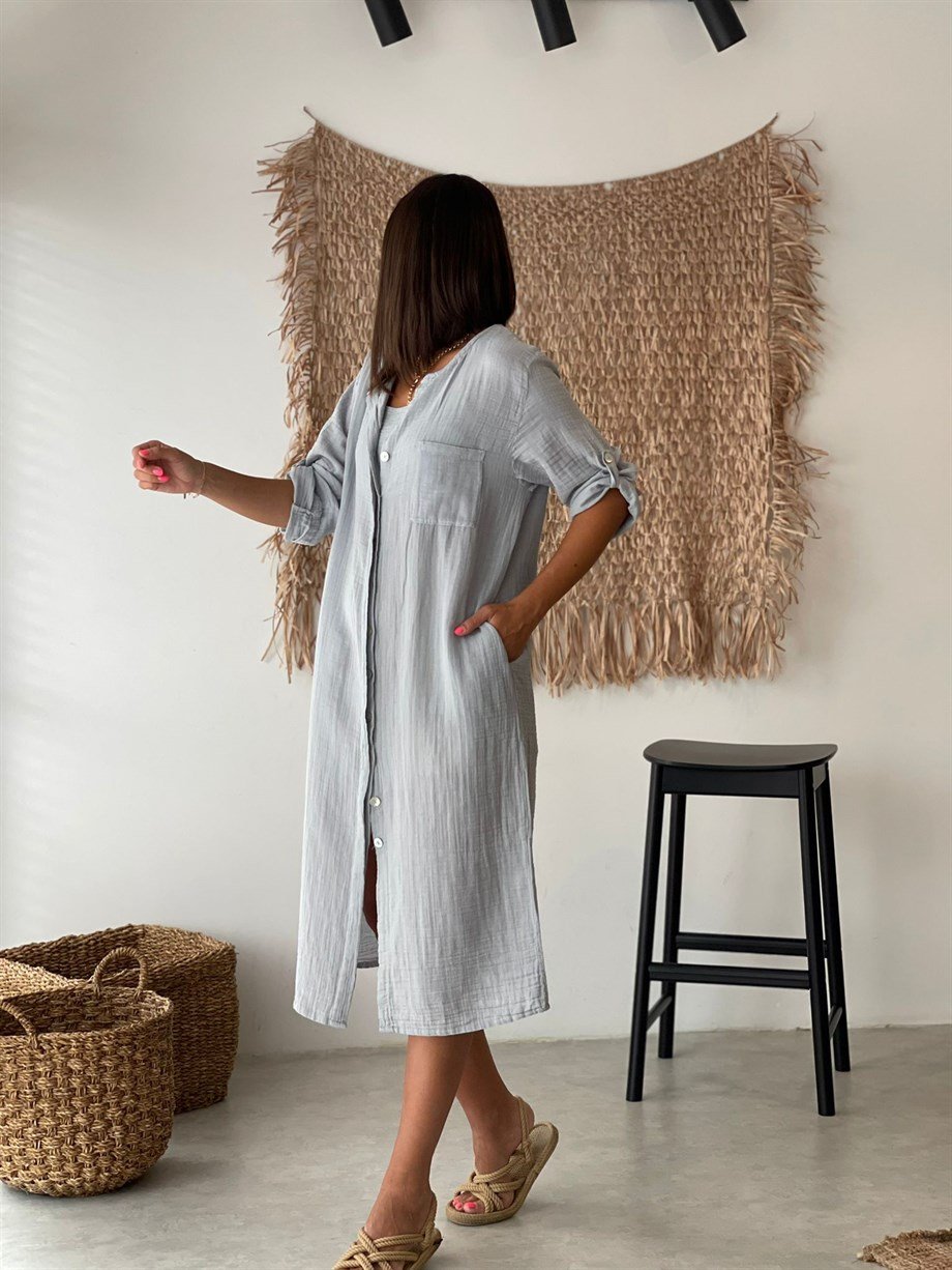 SUYETO GRİ  KAFTAN ELBİSE