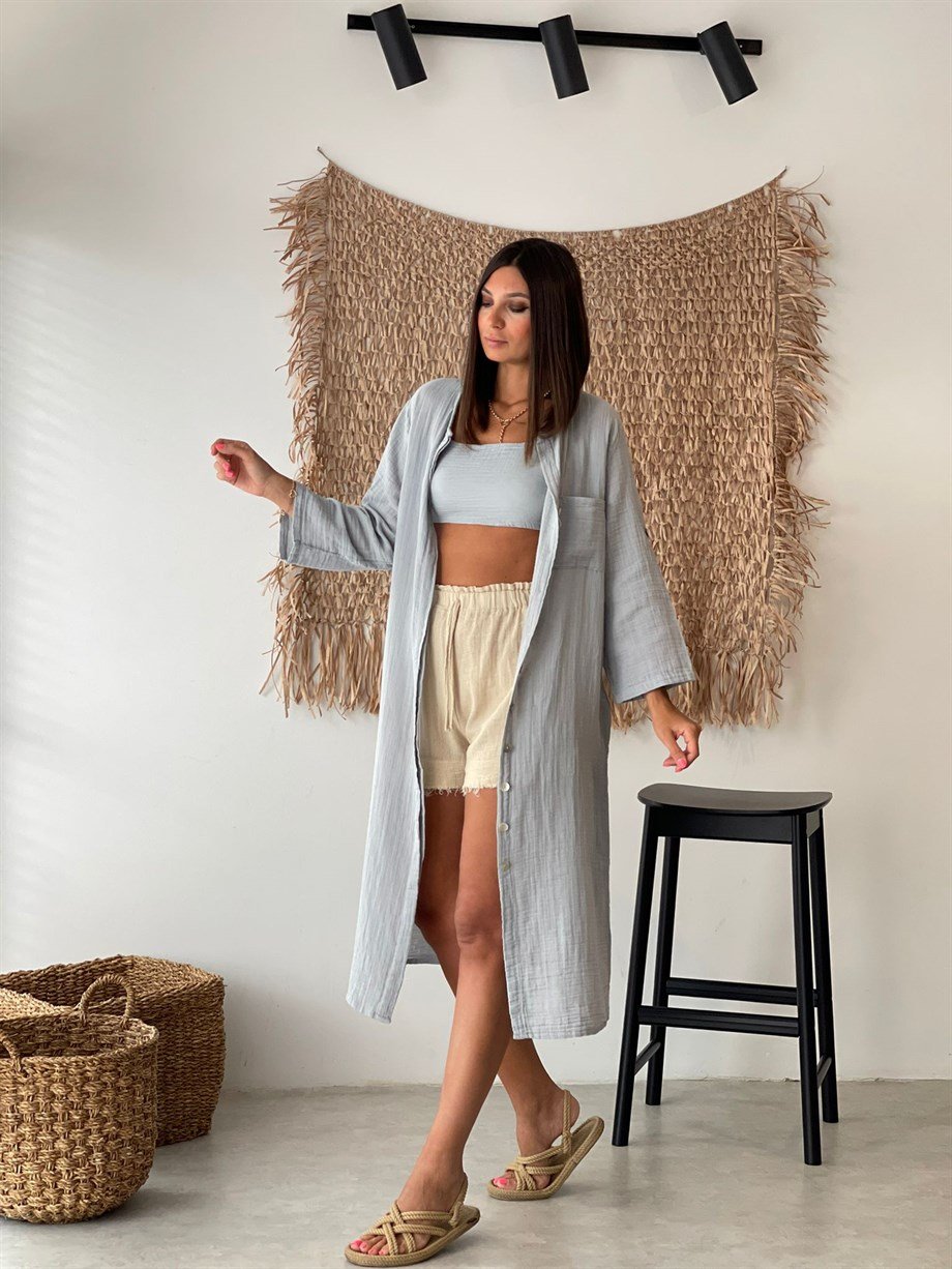 SUYETO GRİ  KAFTAN ELBİSE