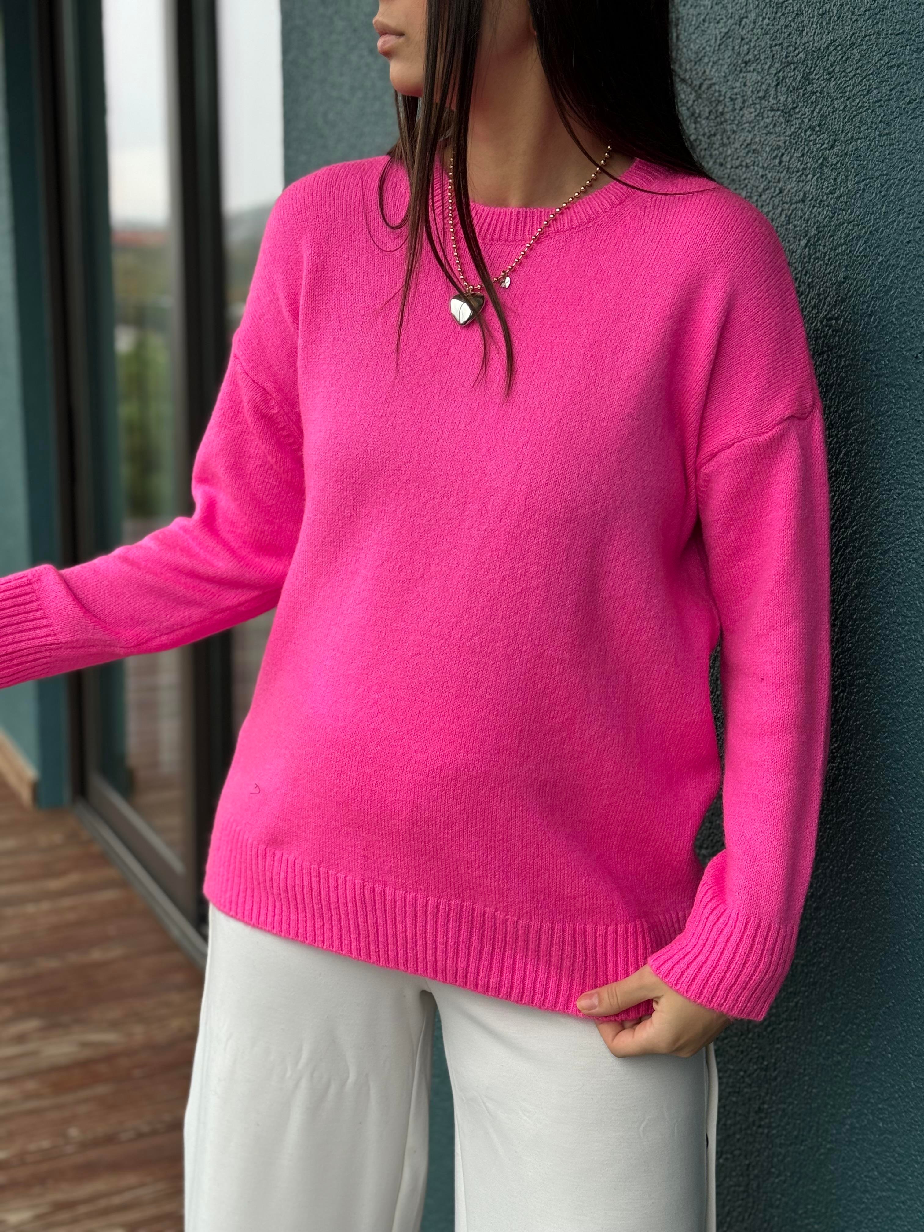 TENA NEON PEMBE YUMOŞ KAZAK