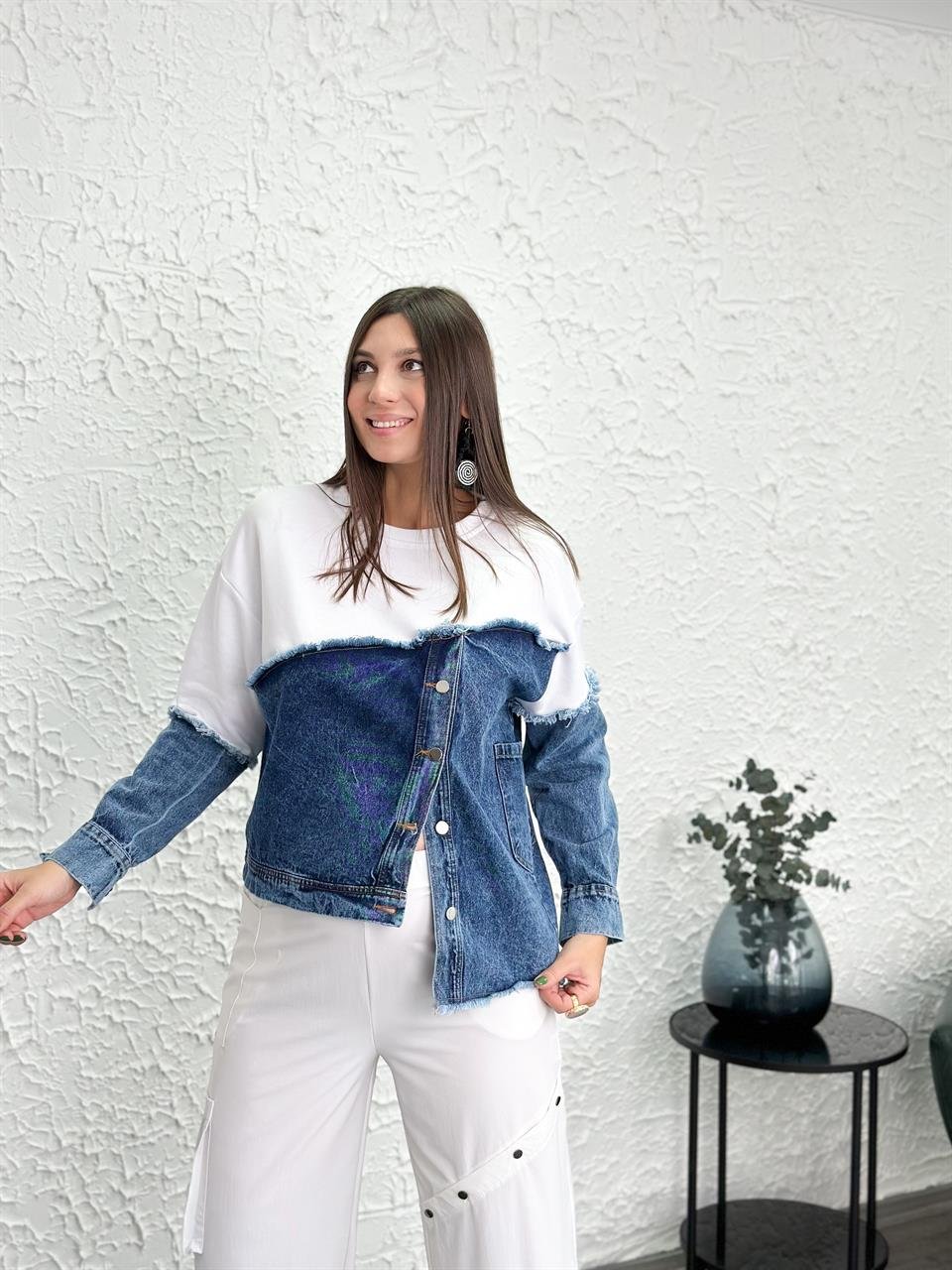 THAMES JEAN DETAYLI BEYAZ SWEAT
