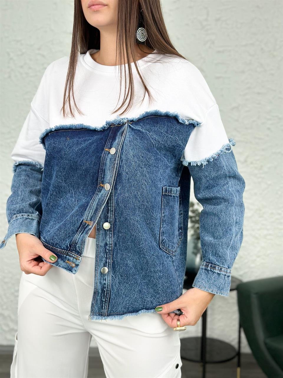 THAMES JEAN DETAYLI BEYAZ SWEAT
