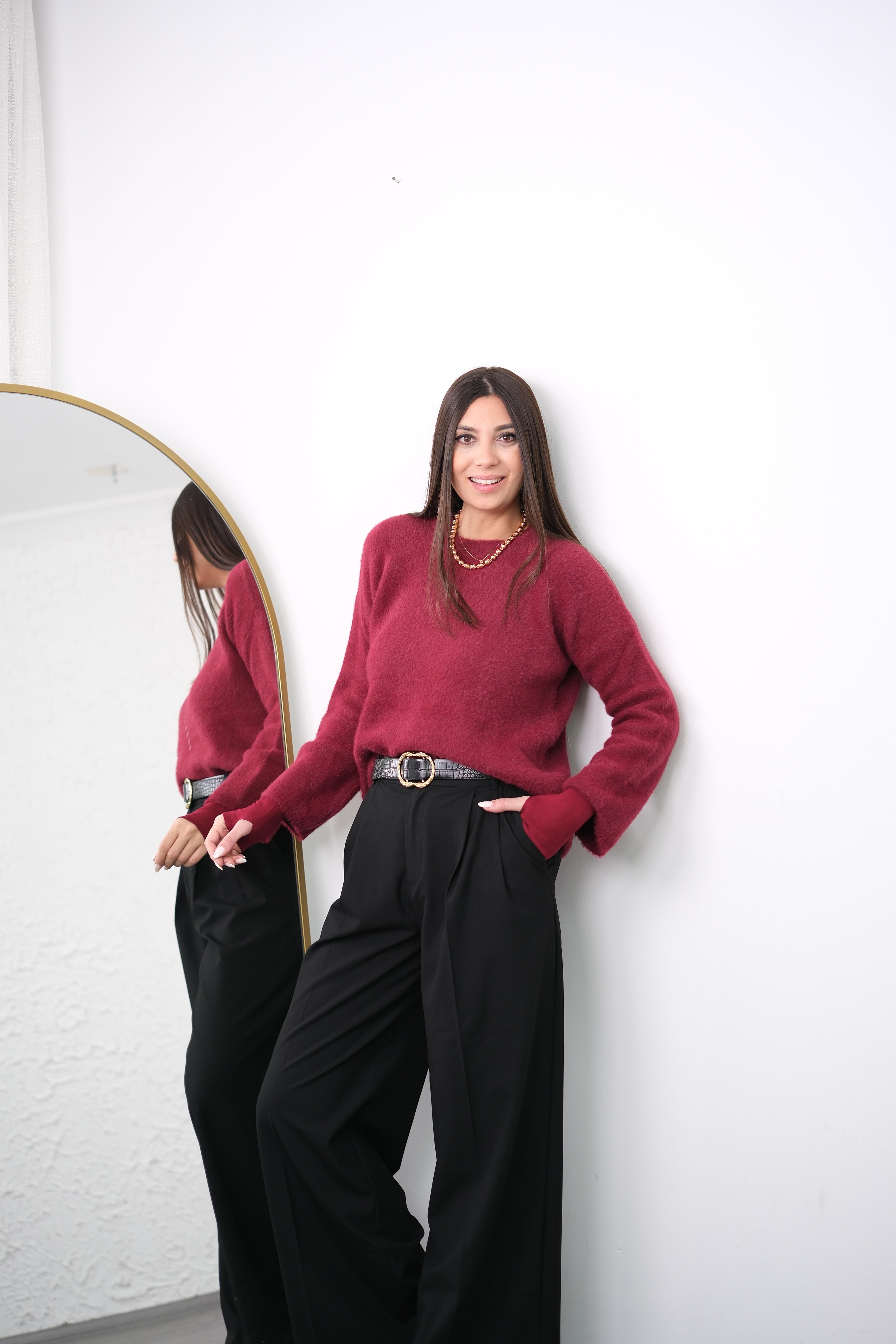 TİBAS BORDO YUMOŞ KAZAK