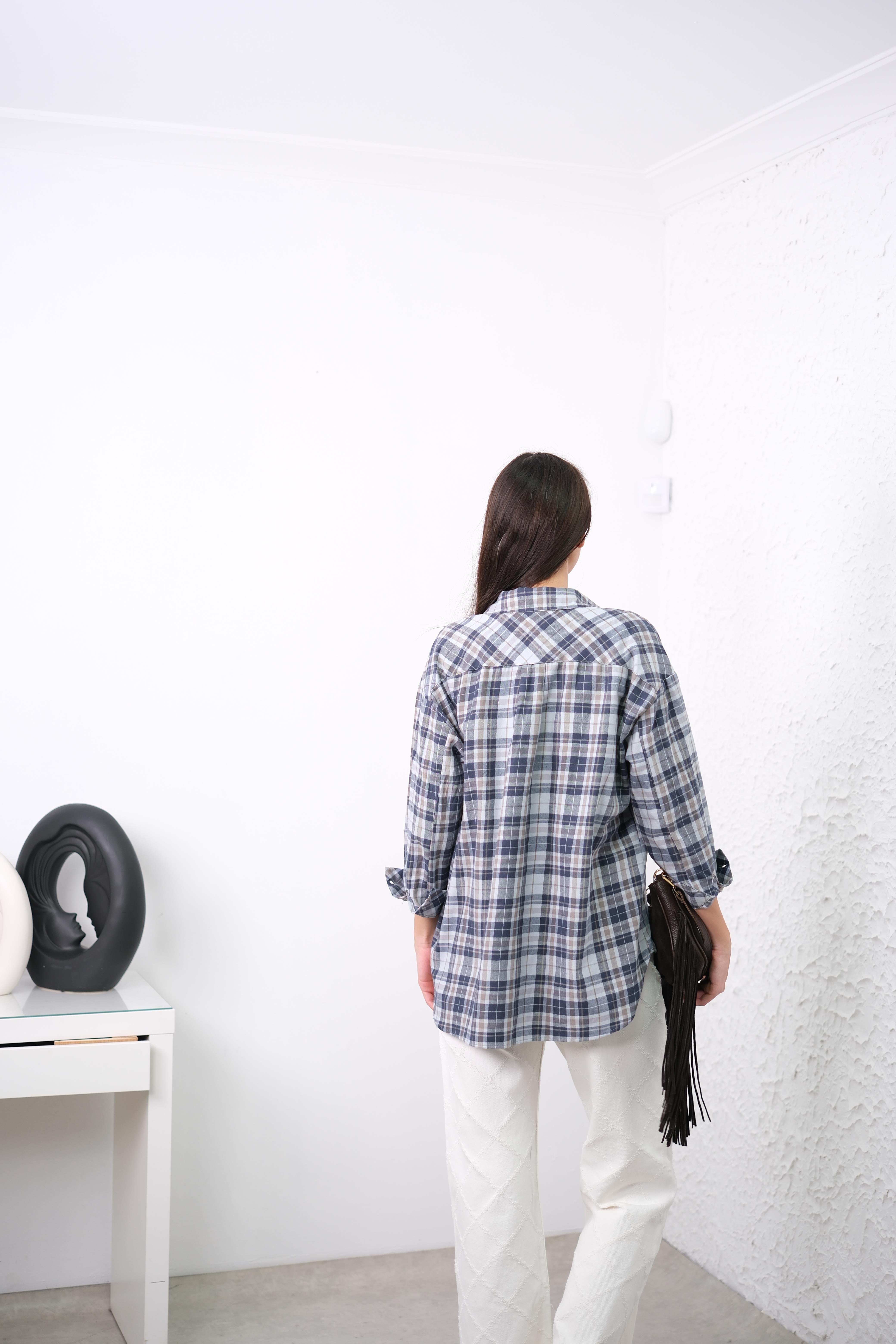 TİLLY MAVİ EKOSE GÖMLEK