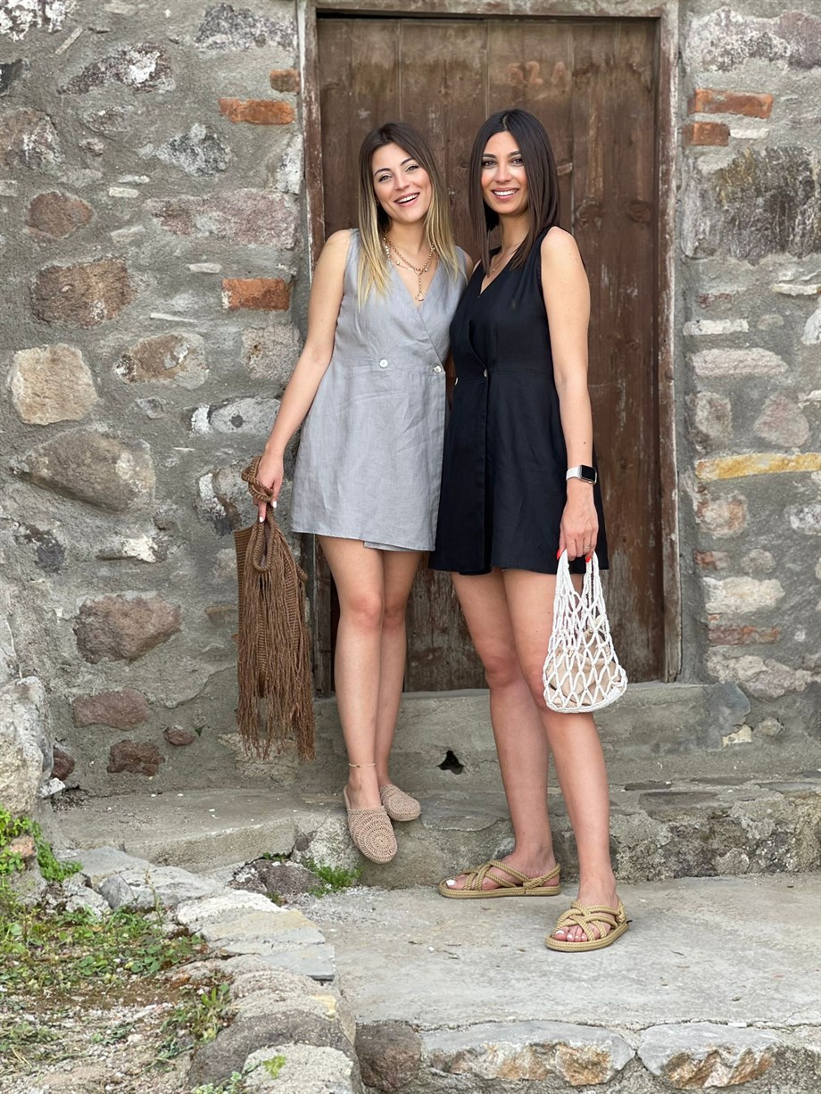 TORİNA SİYAH KETEN ELBİSE