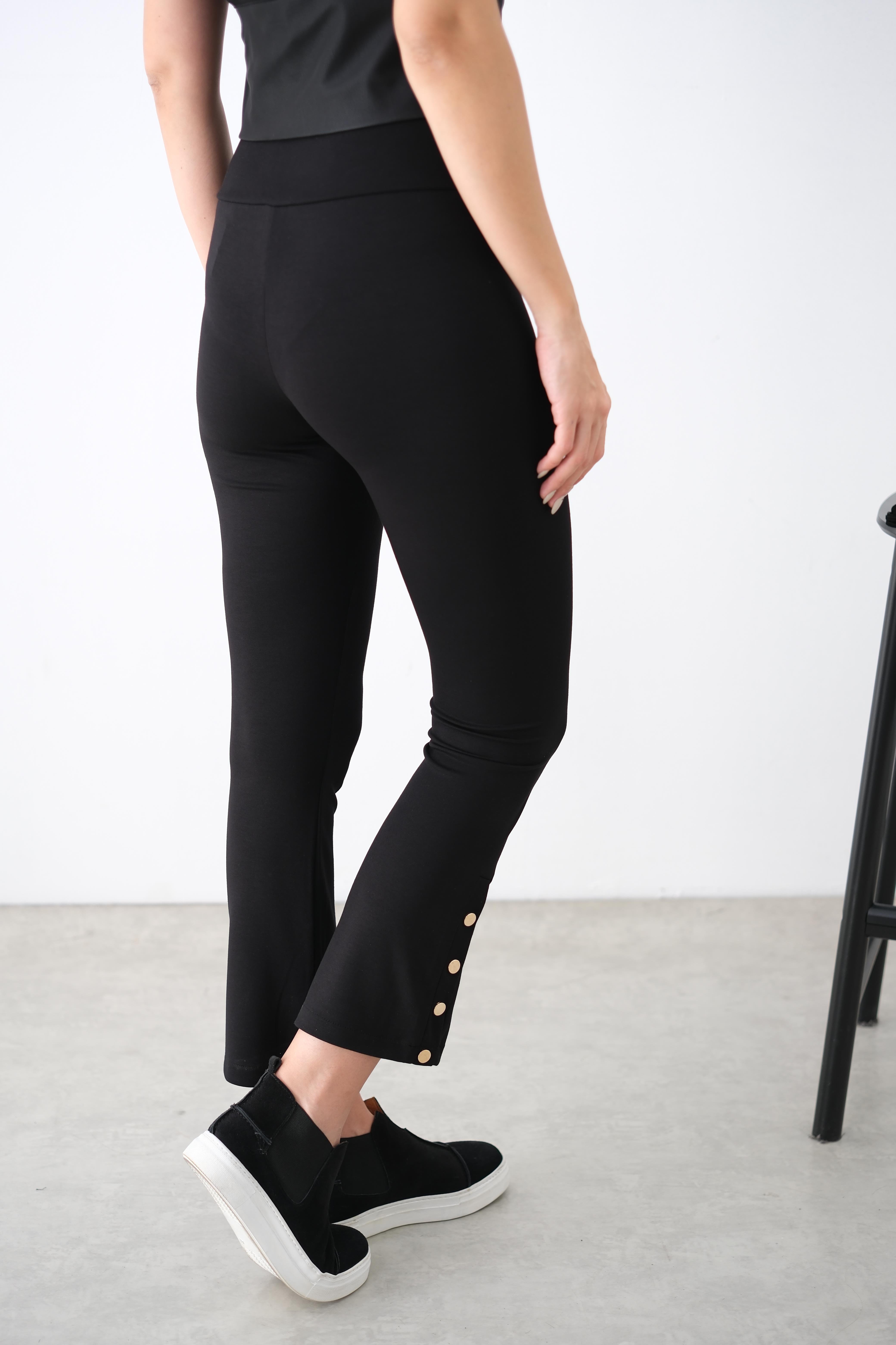 TRİLY SİYAH PAÇA ÇITÇITLI TAYT