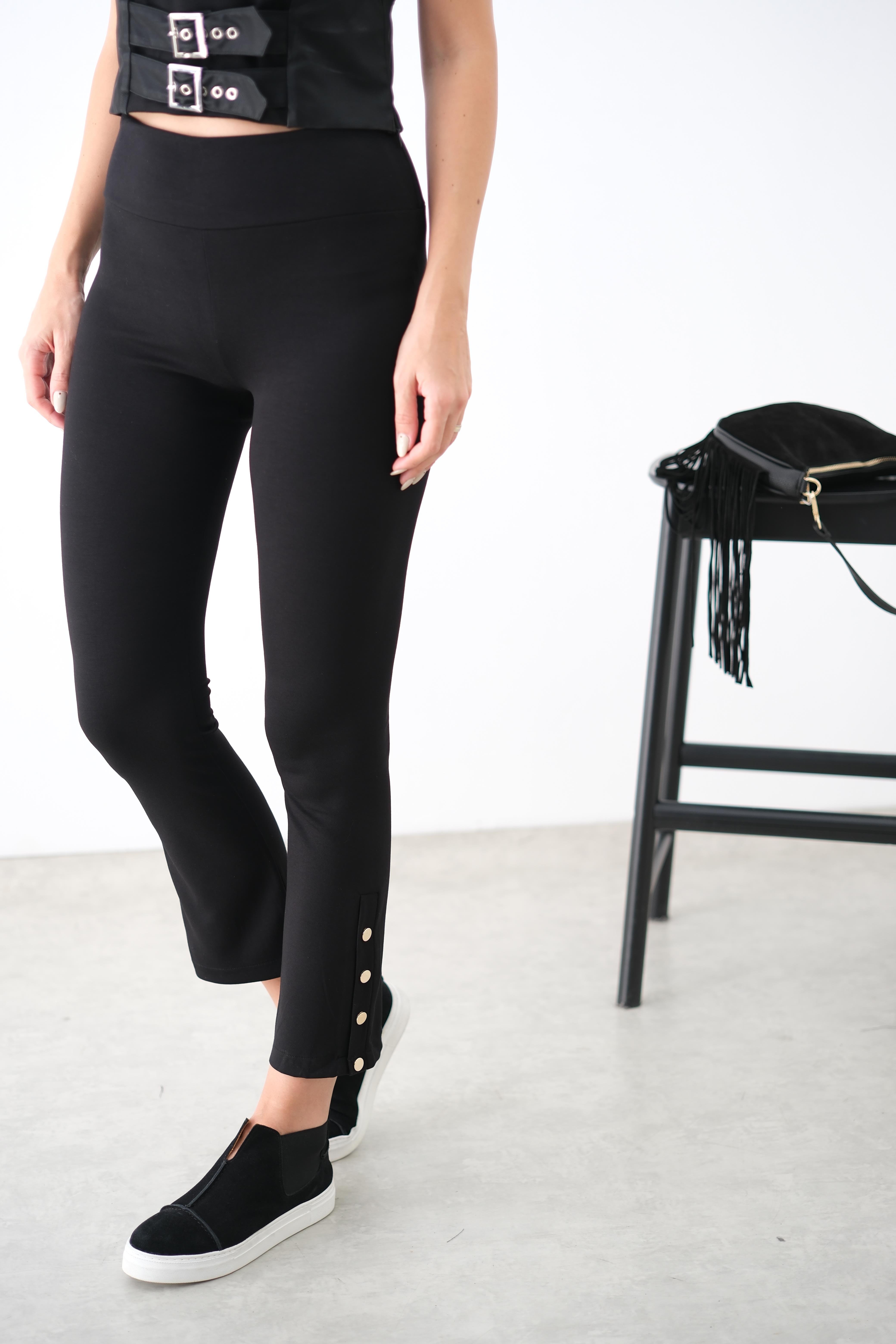 TRİLY SİYAH PAÇA ÇITÇITLI TAYT