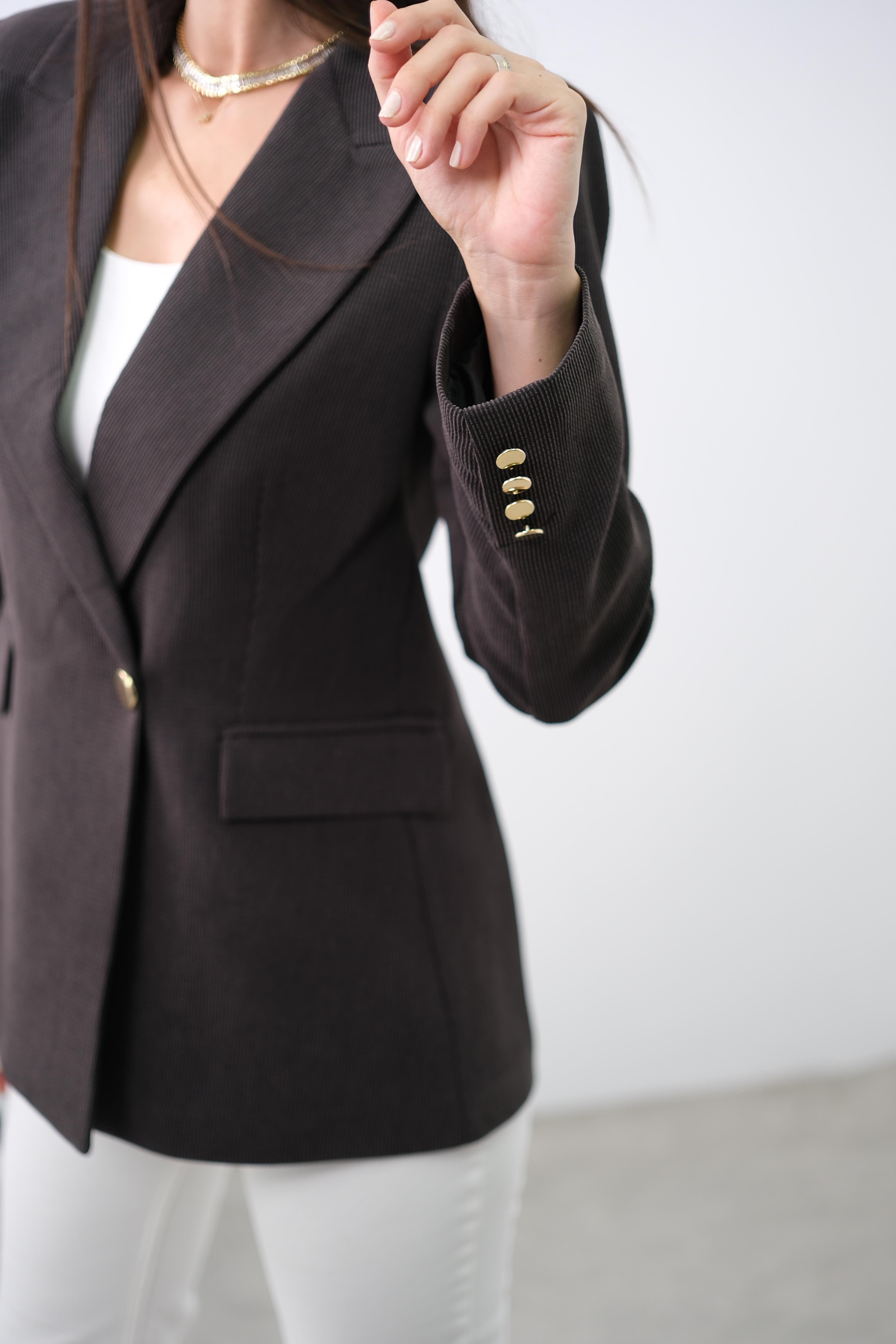 TROPE GOLD DÜĞMELİ ANTRASİT BLAZER