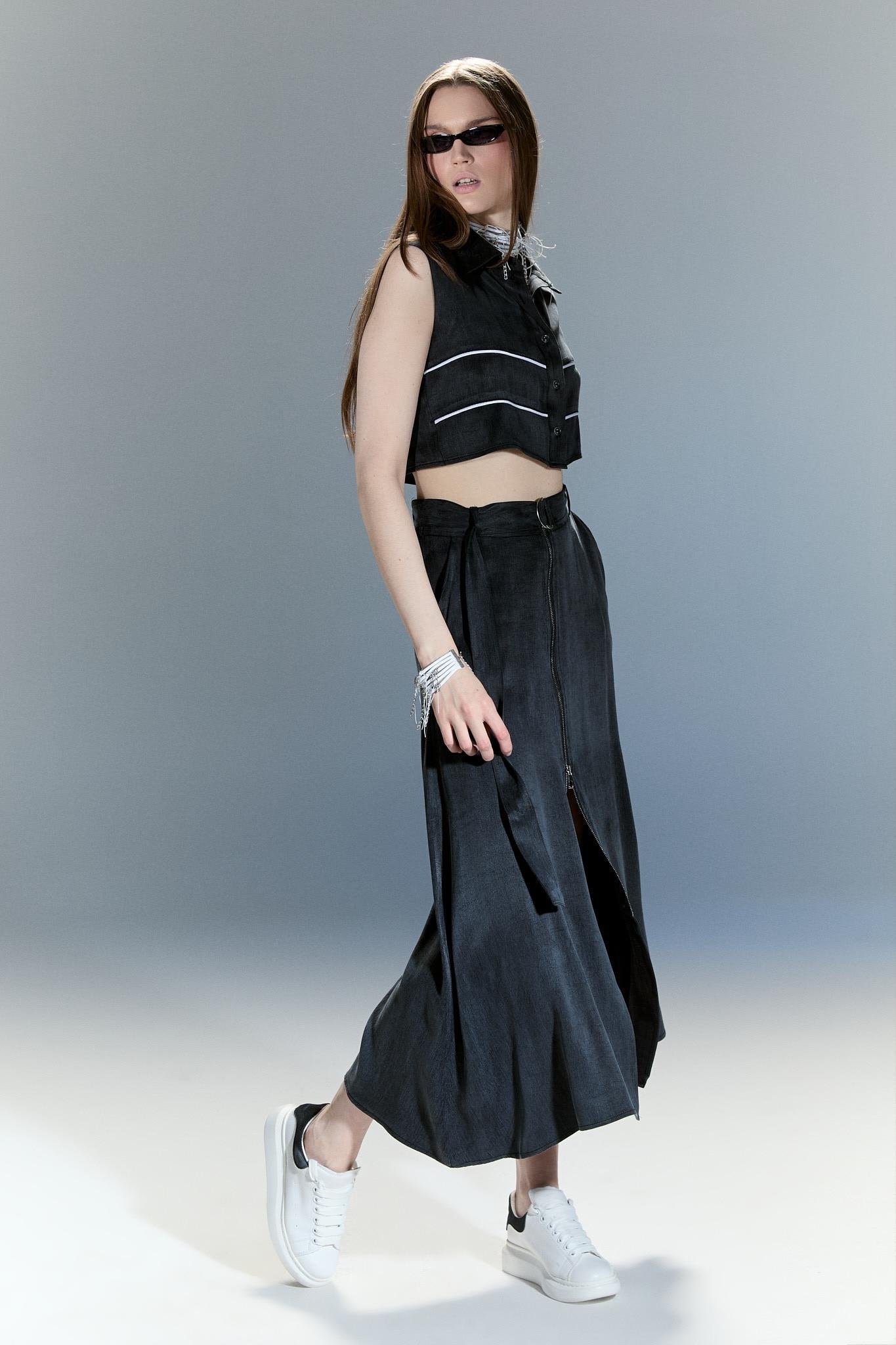 TUNİ FERMUARLI ANTRASİT ETEK