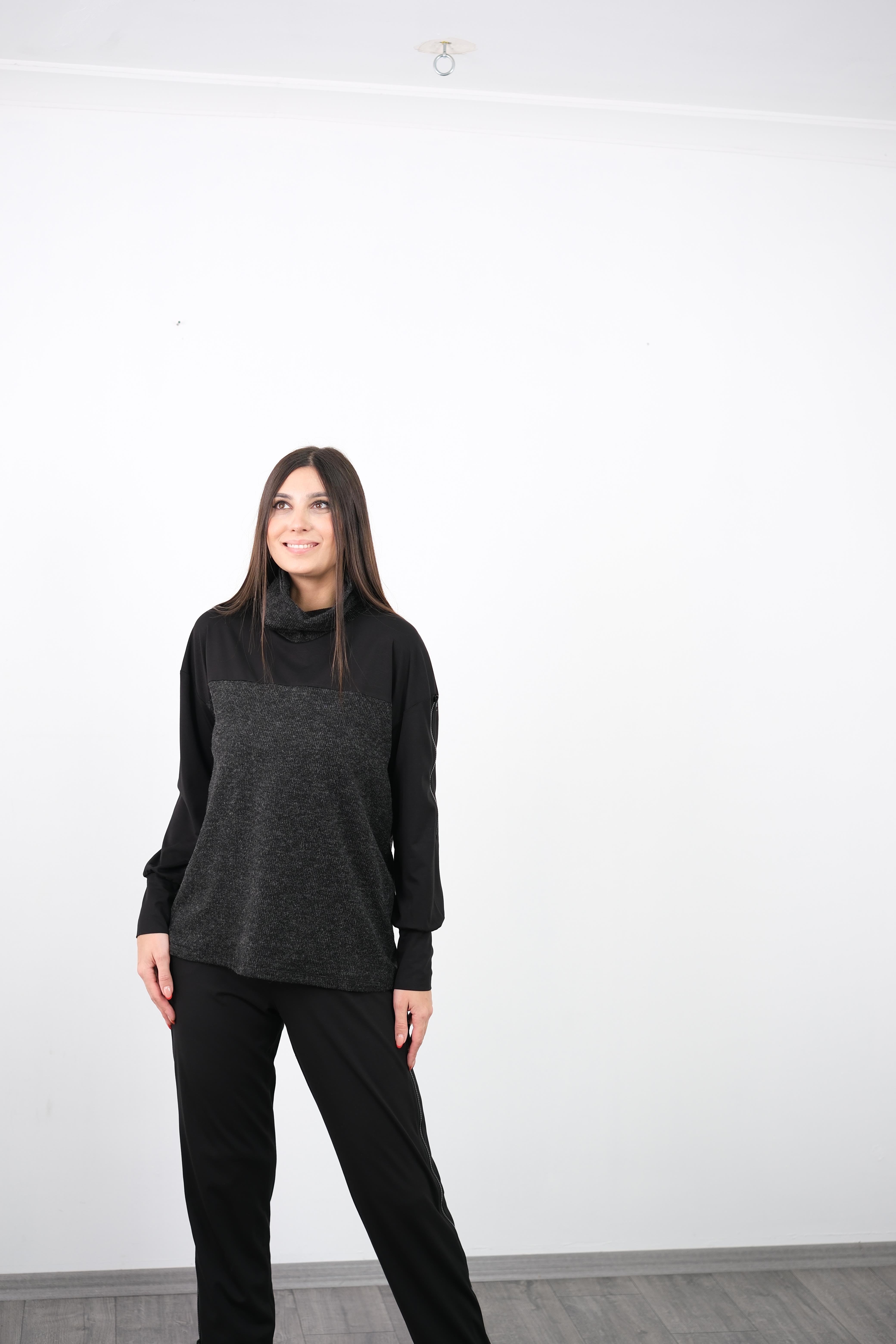 TWEED TRİKO DETAYLI TASARIM BLUZ