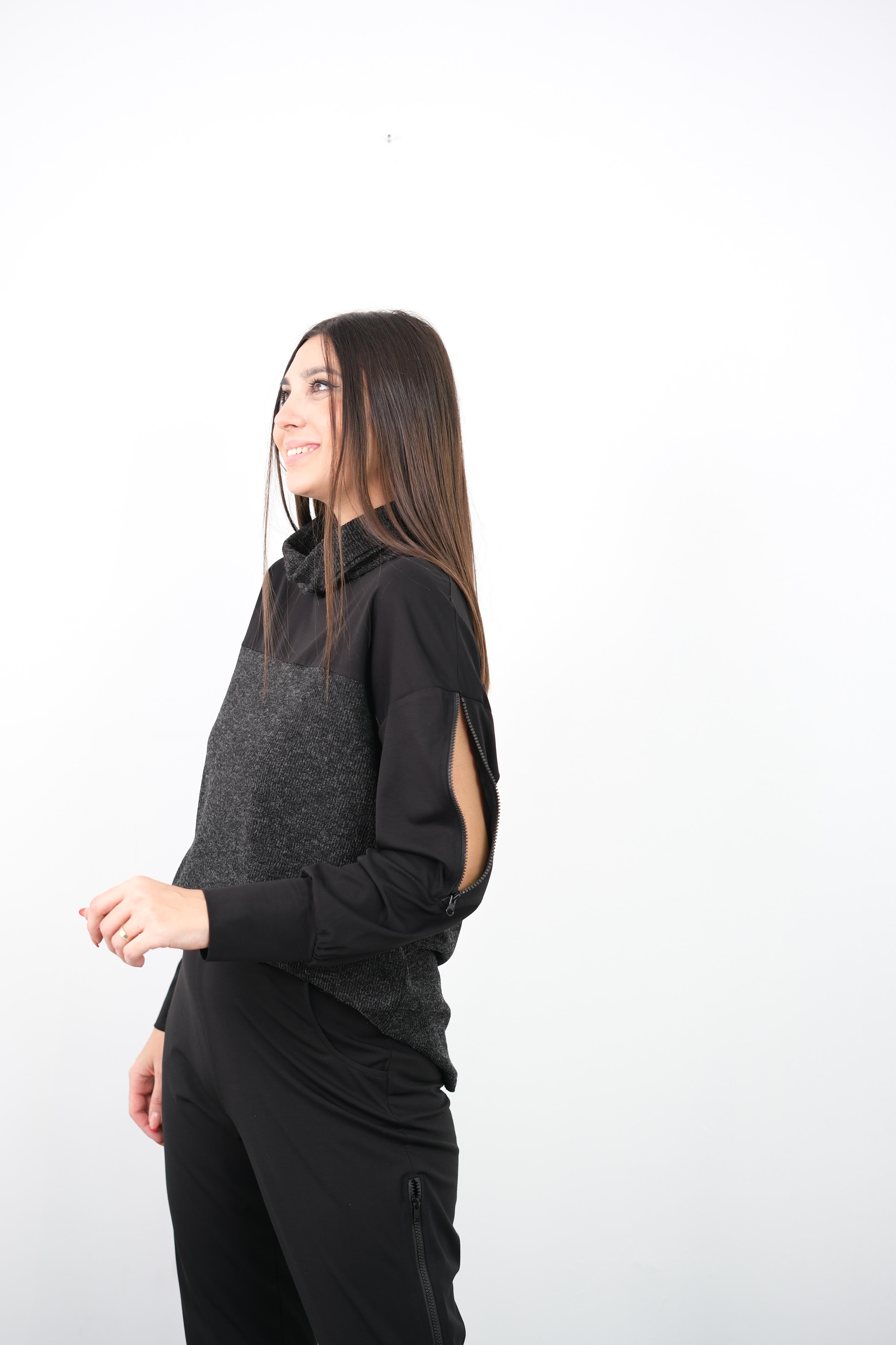 TWEED TRİKO DETAYLI TASARIM BLUZ