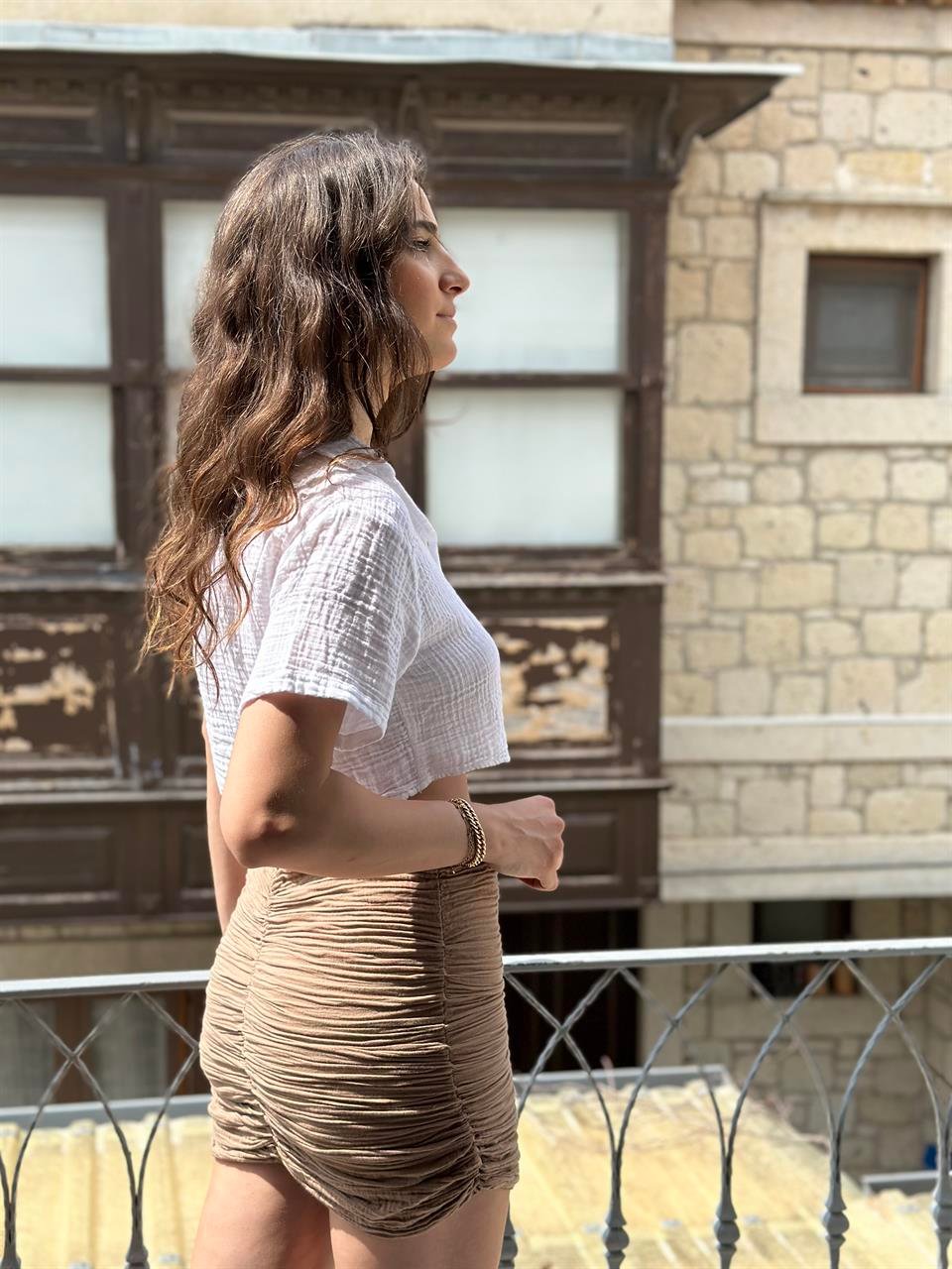 VANDEA BEYAZ CROP GÖMLEK