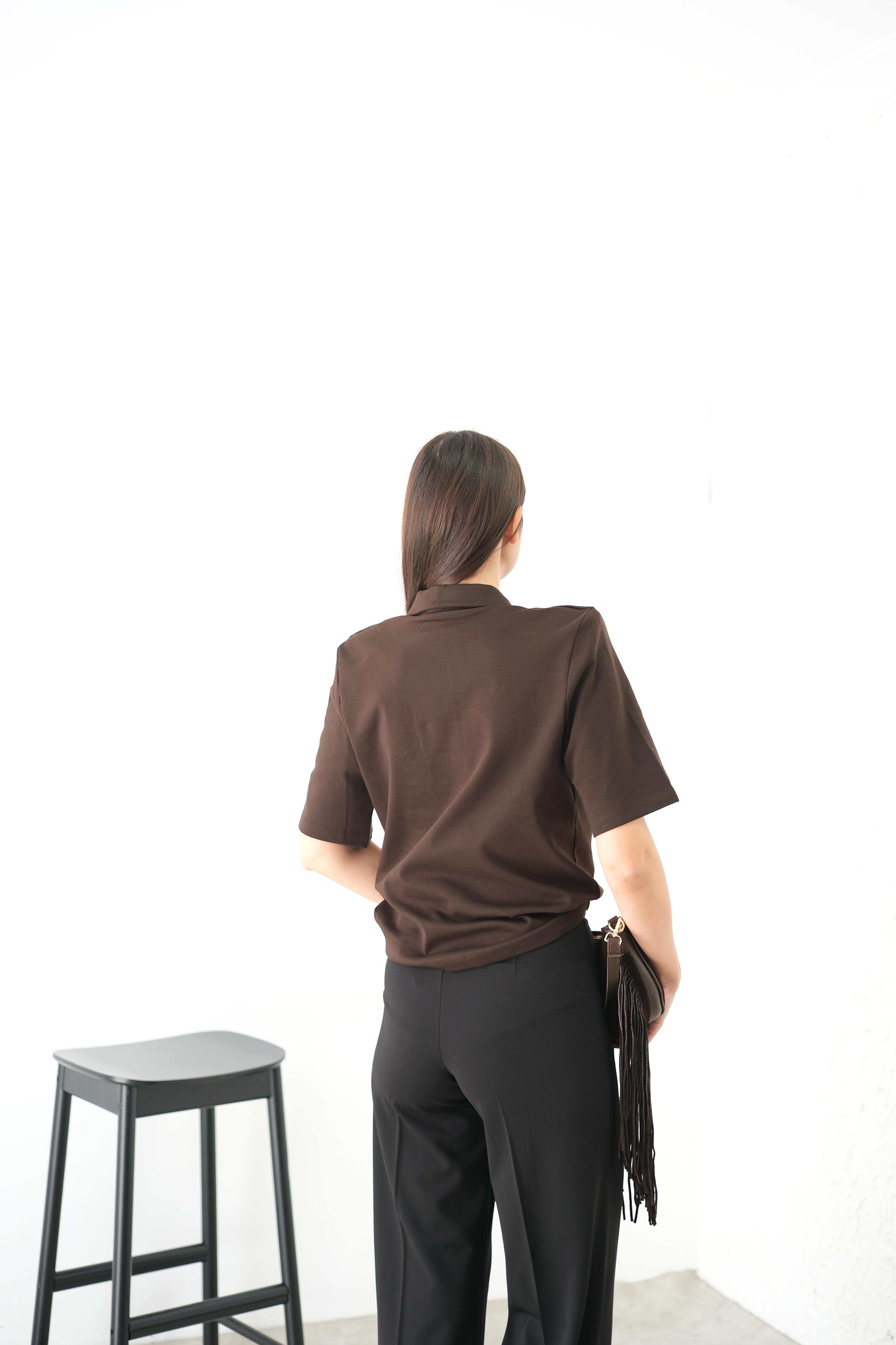 VARYNE POLO YAKA KAHVE VATKALI TSHİRT