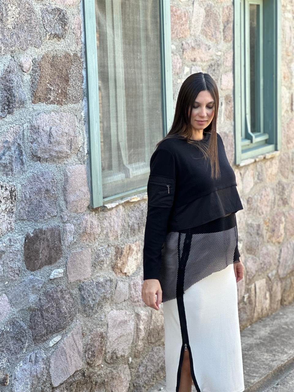 VİNA FİLE DETAYLI TRİKO BLUZ
