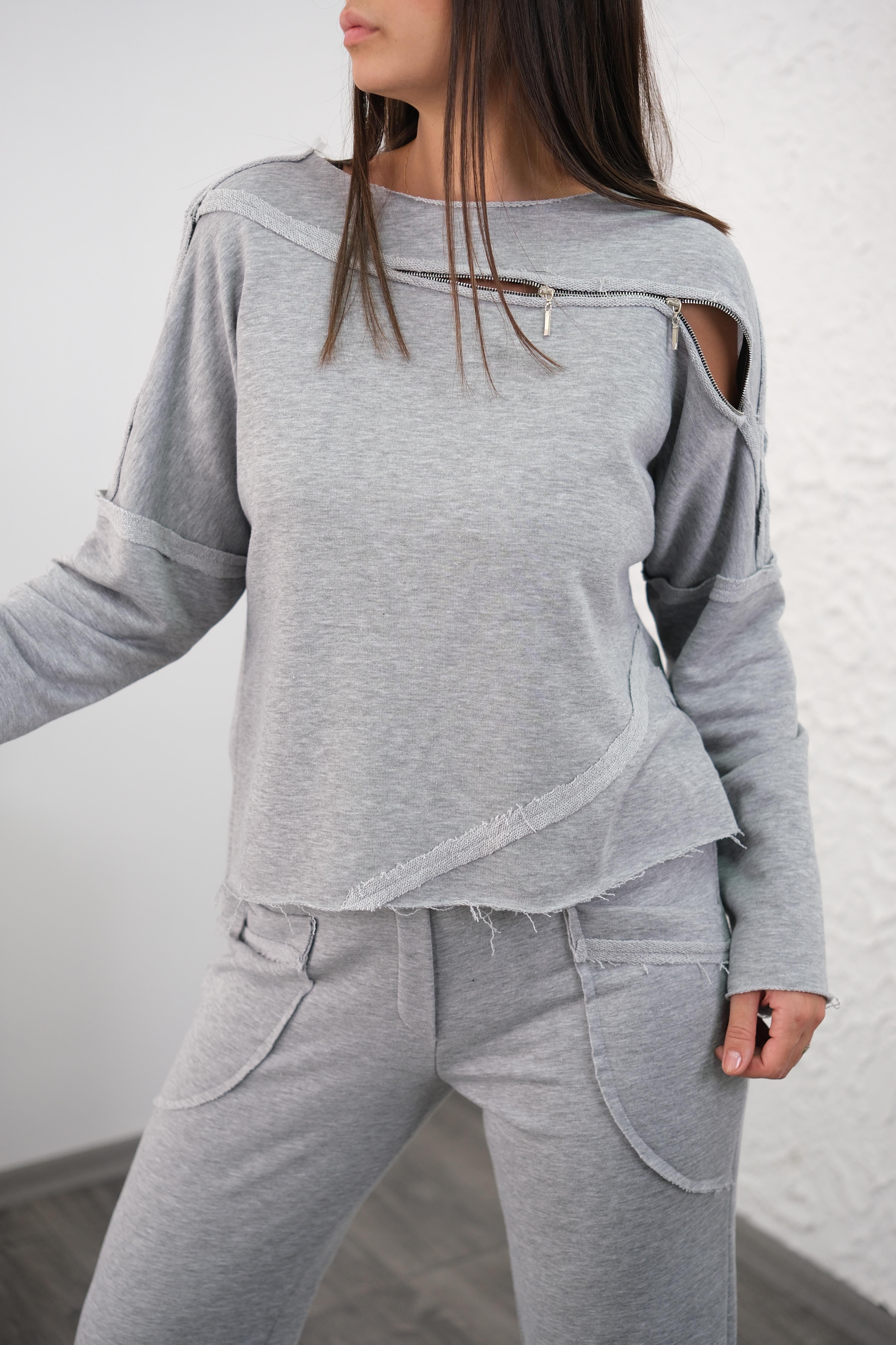 VİSTA GRİ YAKA DETAYLI SWEAT