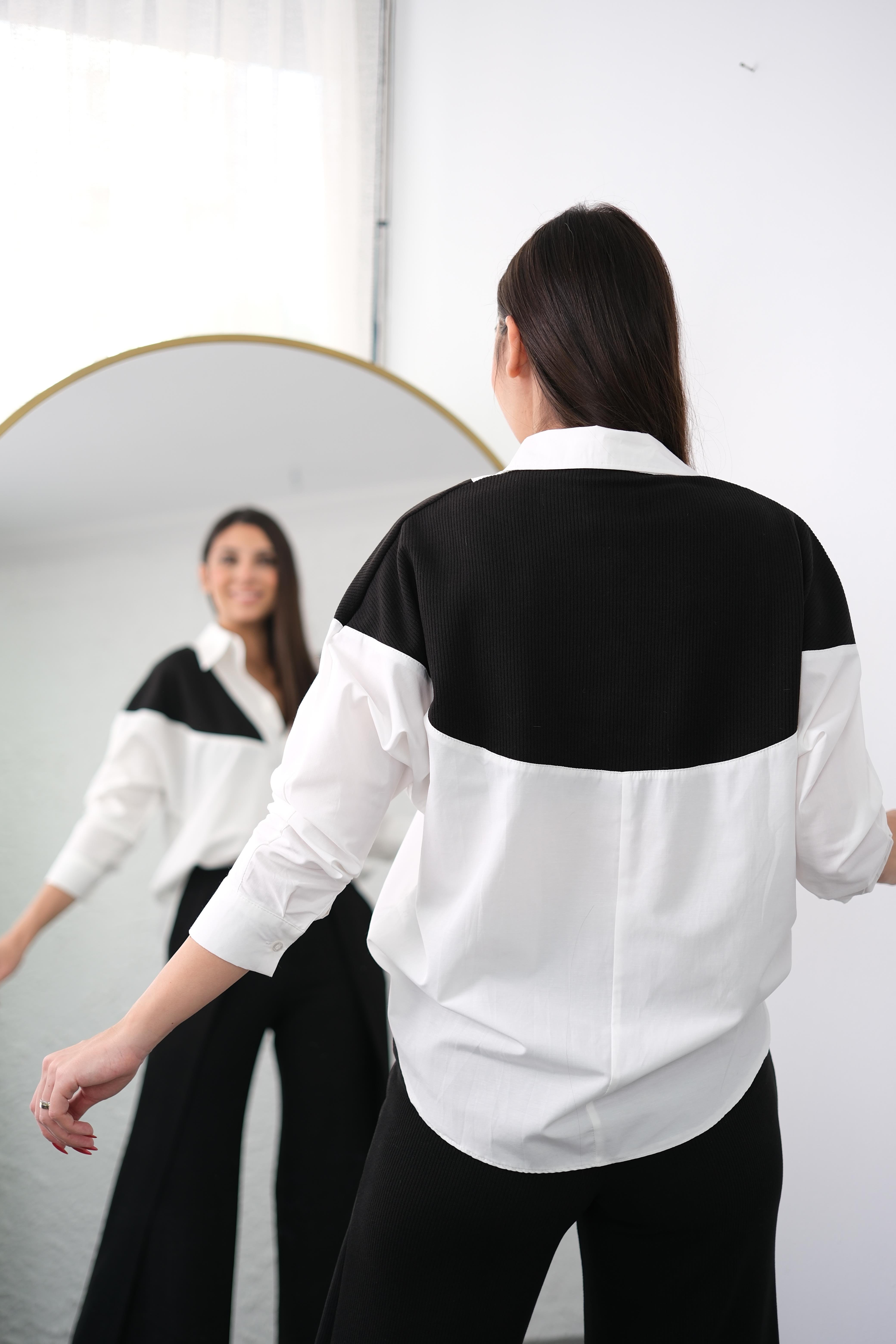 VOLE TRİKO DETAYLI BEYAZ GÖMLEK