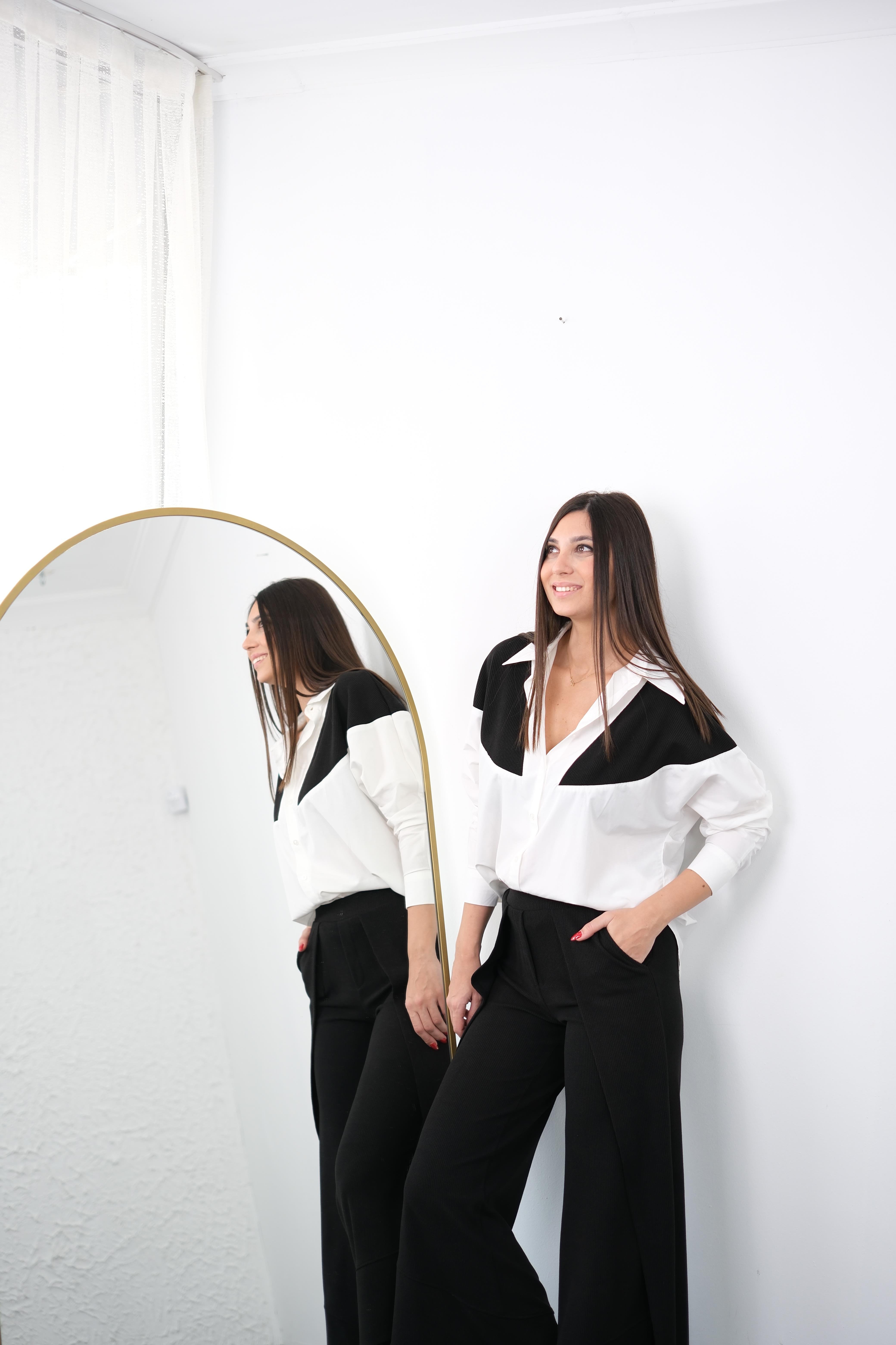 VOLE TRİKO DETAYLI BEYAZ GÖMLEK