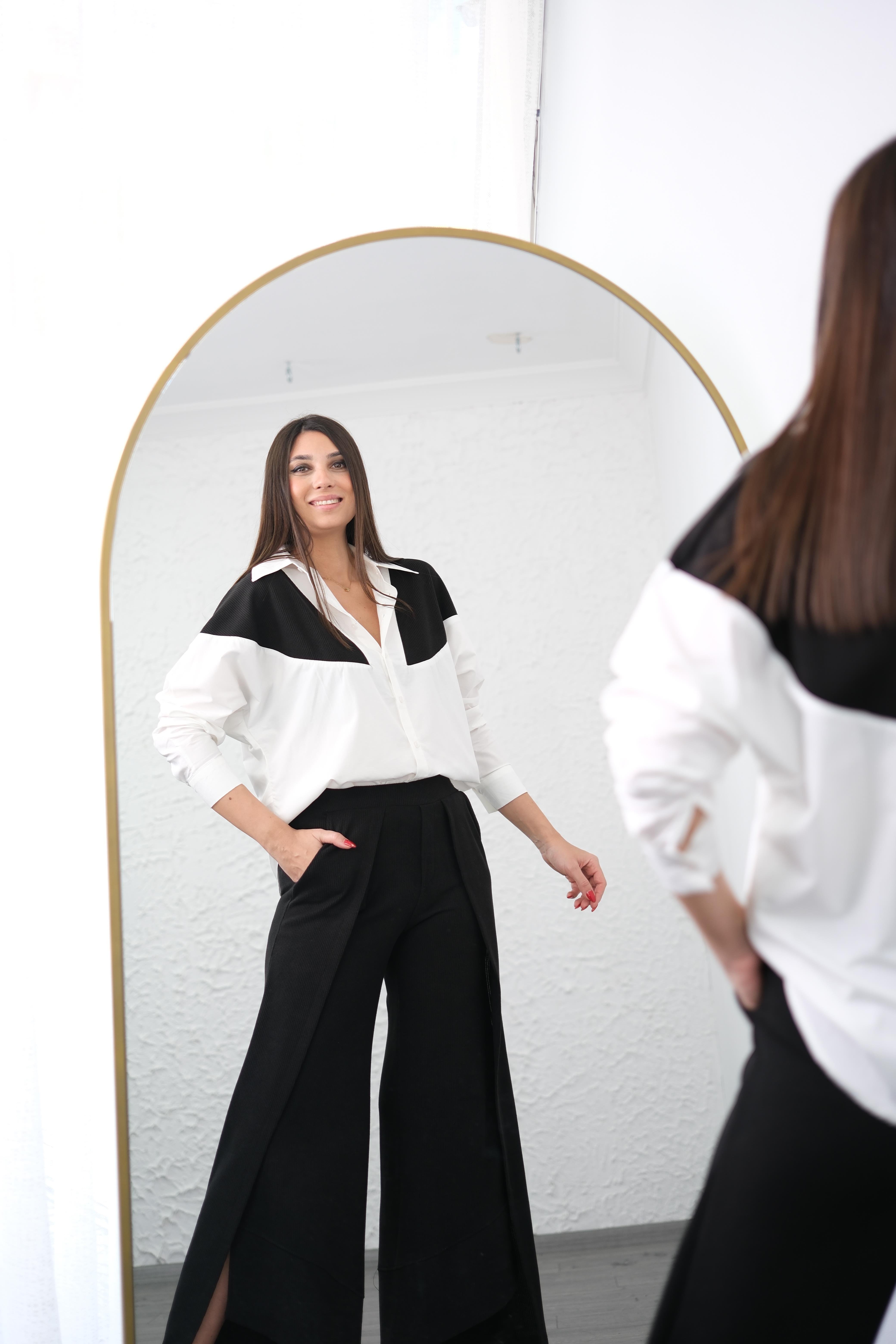 VOLE TRİKO DETAYLI BEYAZ GÖMLEK