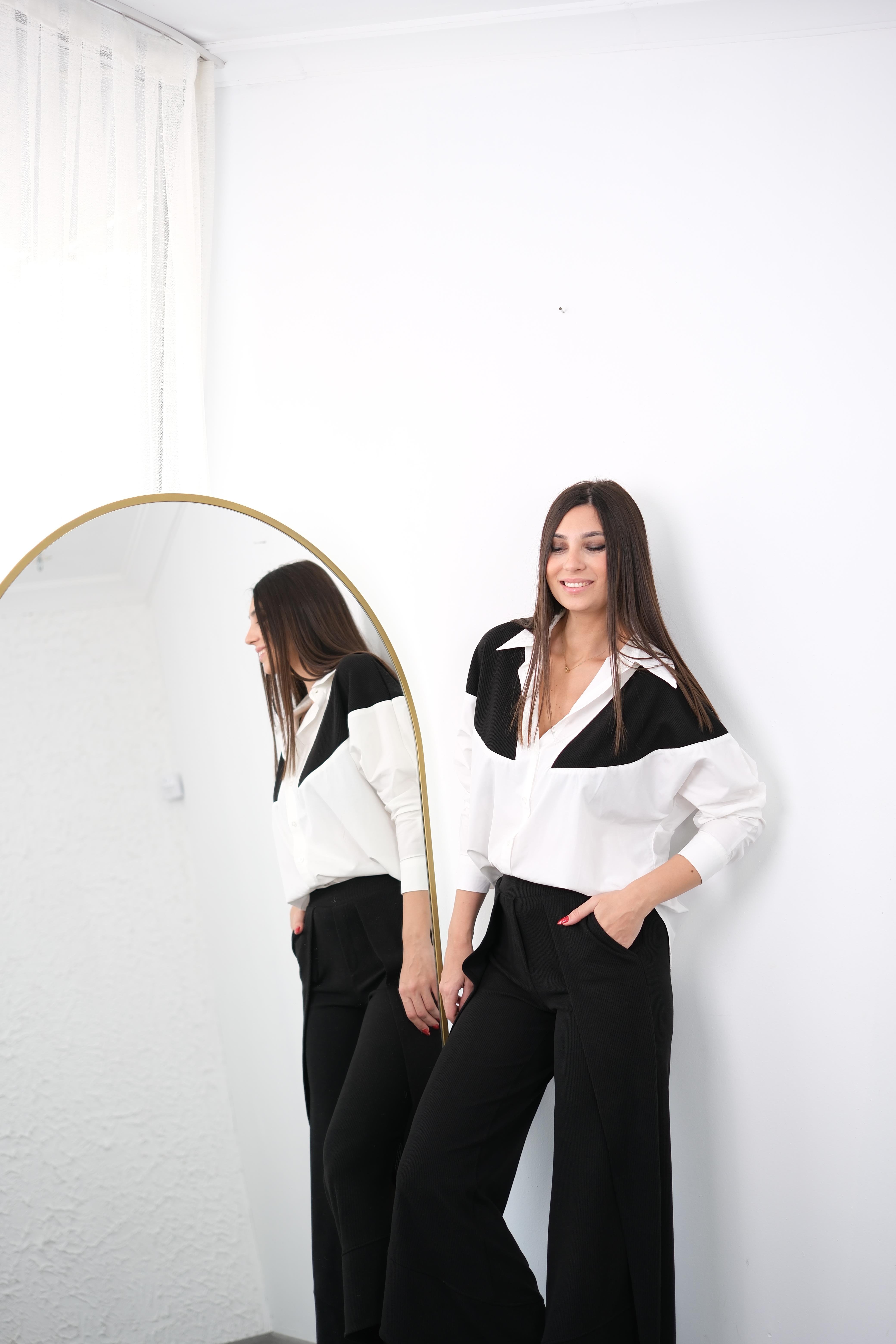 VOLE TRİKO DETAYLI BEYAZ GÖMLEK