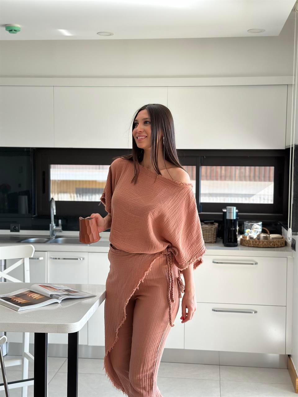 YOBO MOCHA MÜSLİN PANTOLON