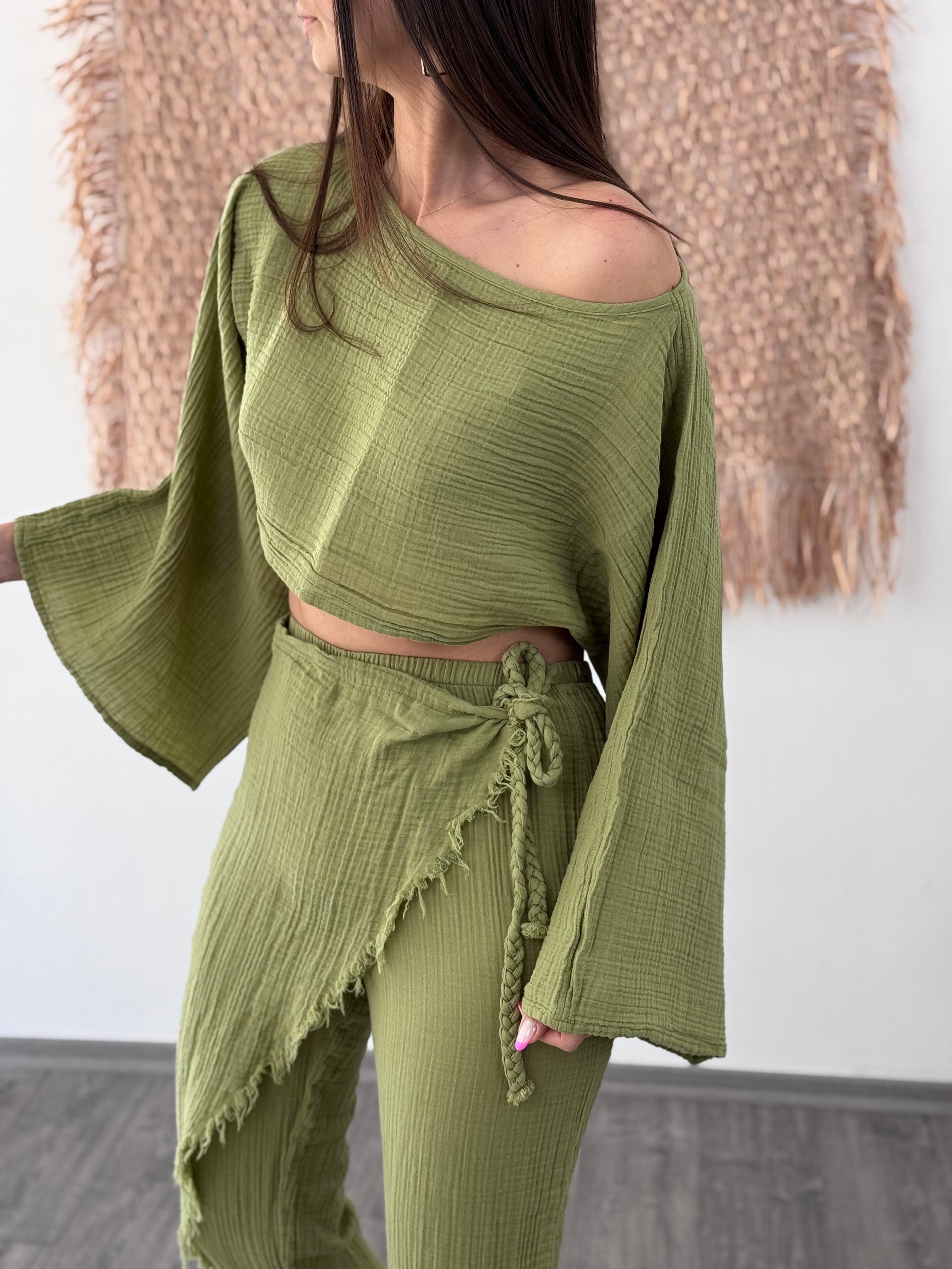 YOBO SAGE GREEN MÜSLİN PANTOLON
