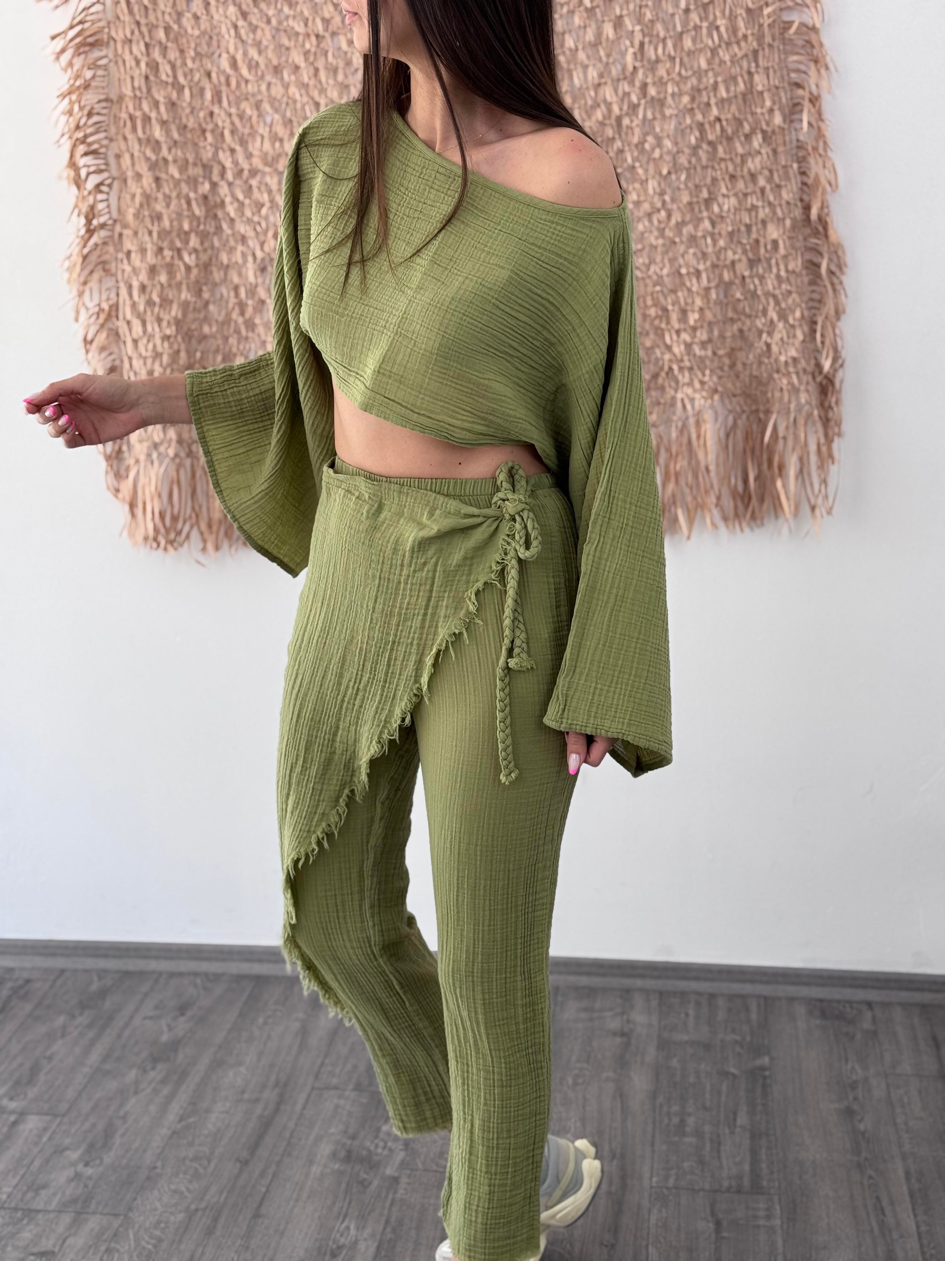 YOBO SAGE GREEN MÜSLİN PANTOLON