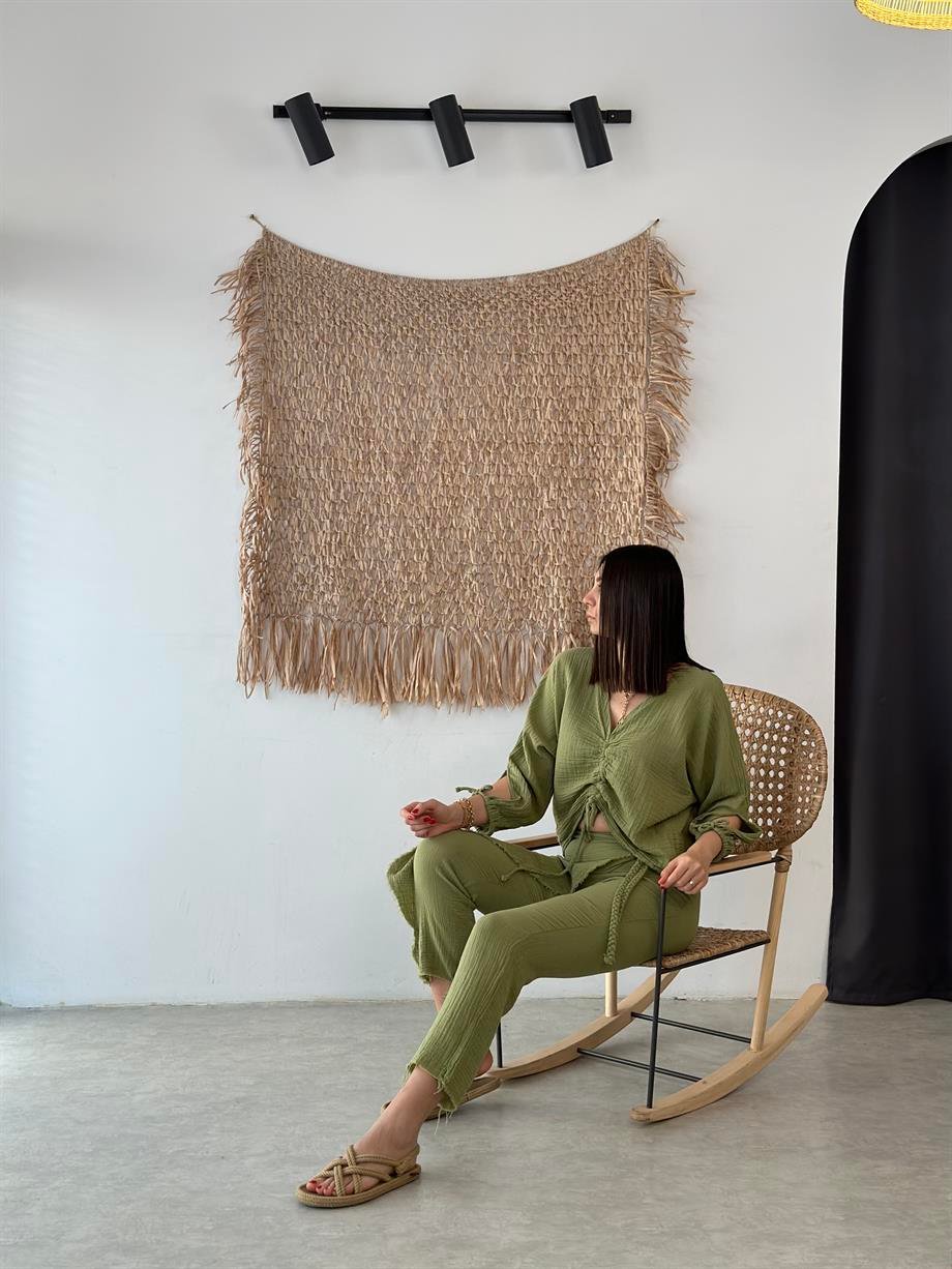 YOBO SAGE GREEN MÜSLİN PANTOLON