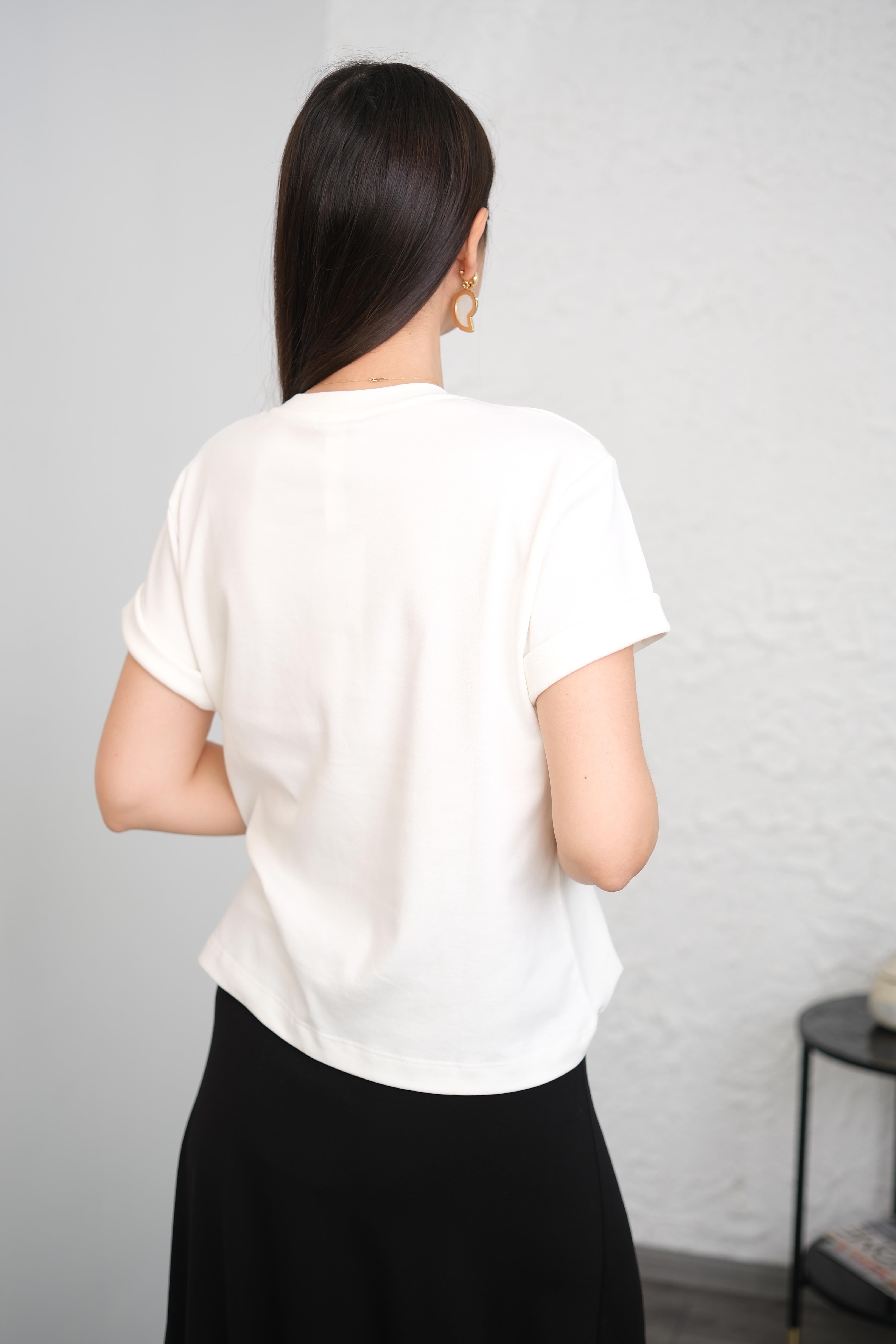 ZARO BASKI DETAYLI BEYAZ TSHIRT